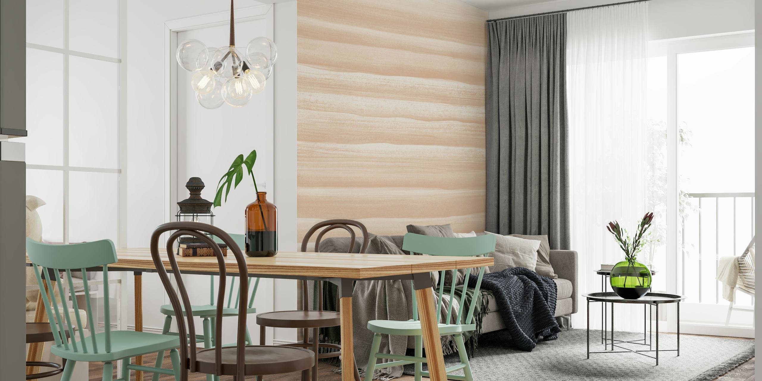 Warm Beige Watercolor Stripes zidna slika za elegantno uređenje doma
