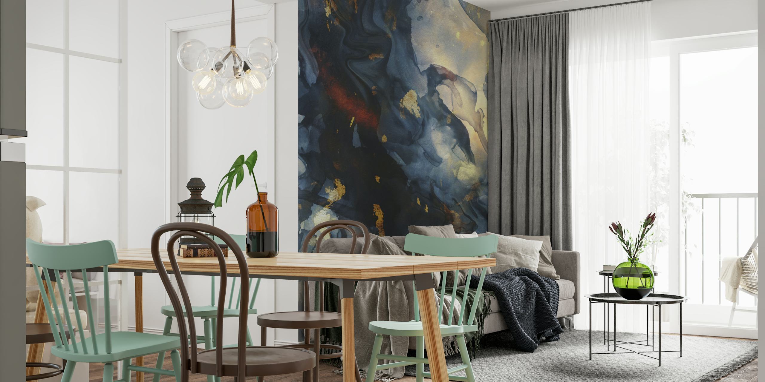 Tapeta Golden Midnight Abstraction u sobi
