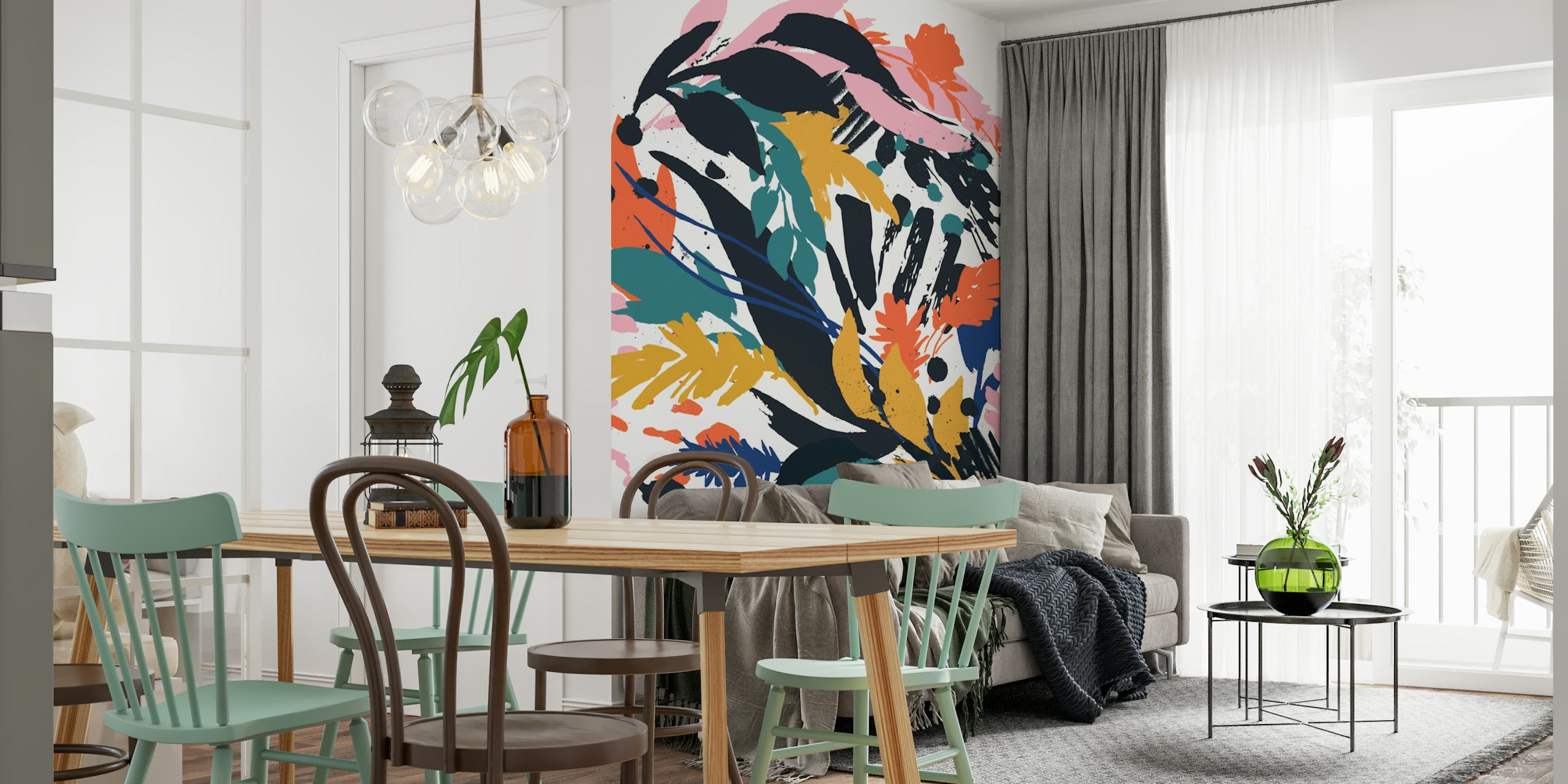 Modern Foliage Swirl tapet i et rum