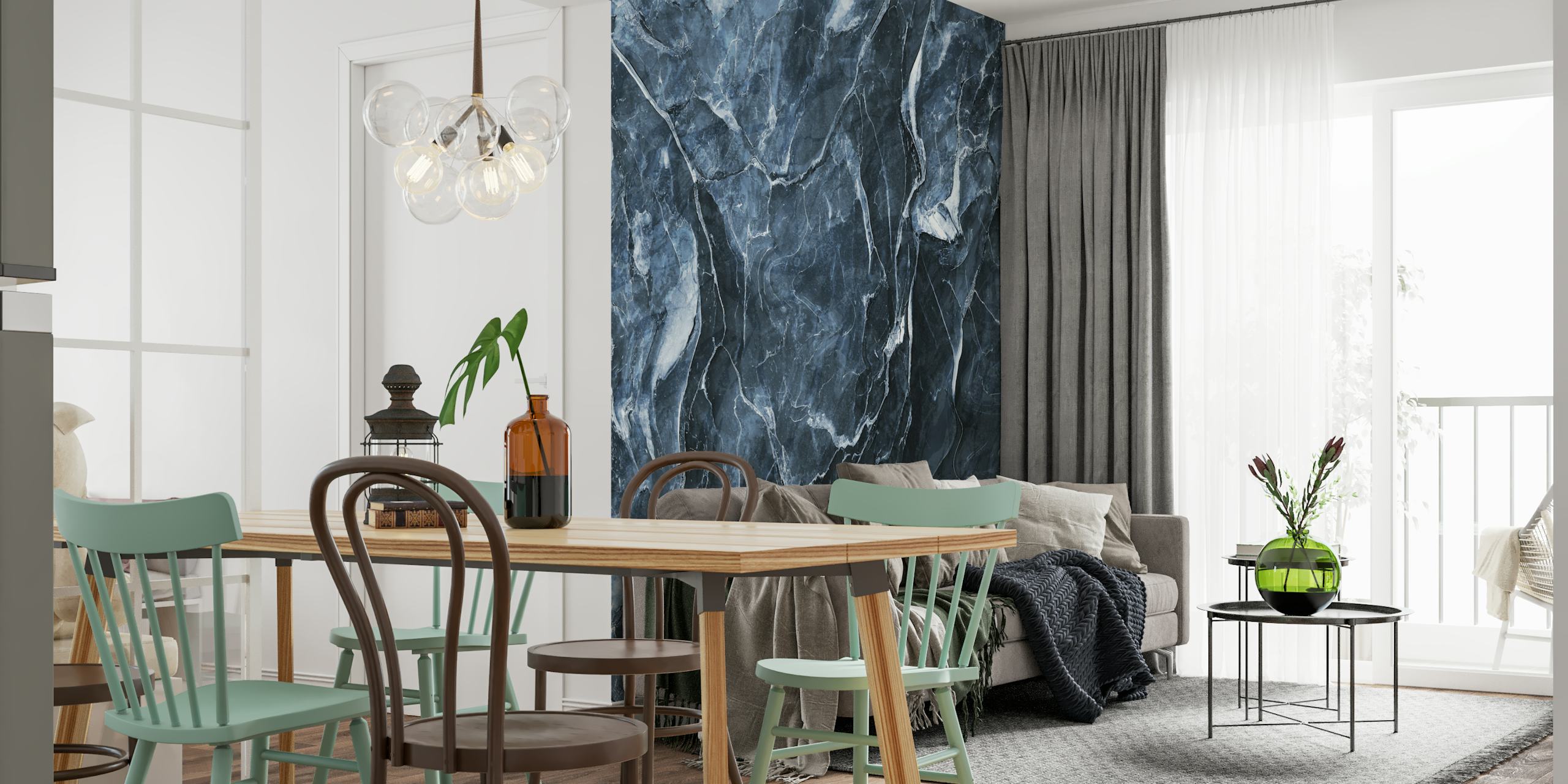Carta da parati Midnight Marble Elegance in una stanza