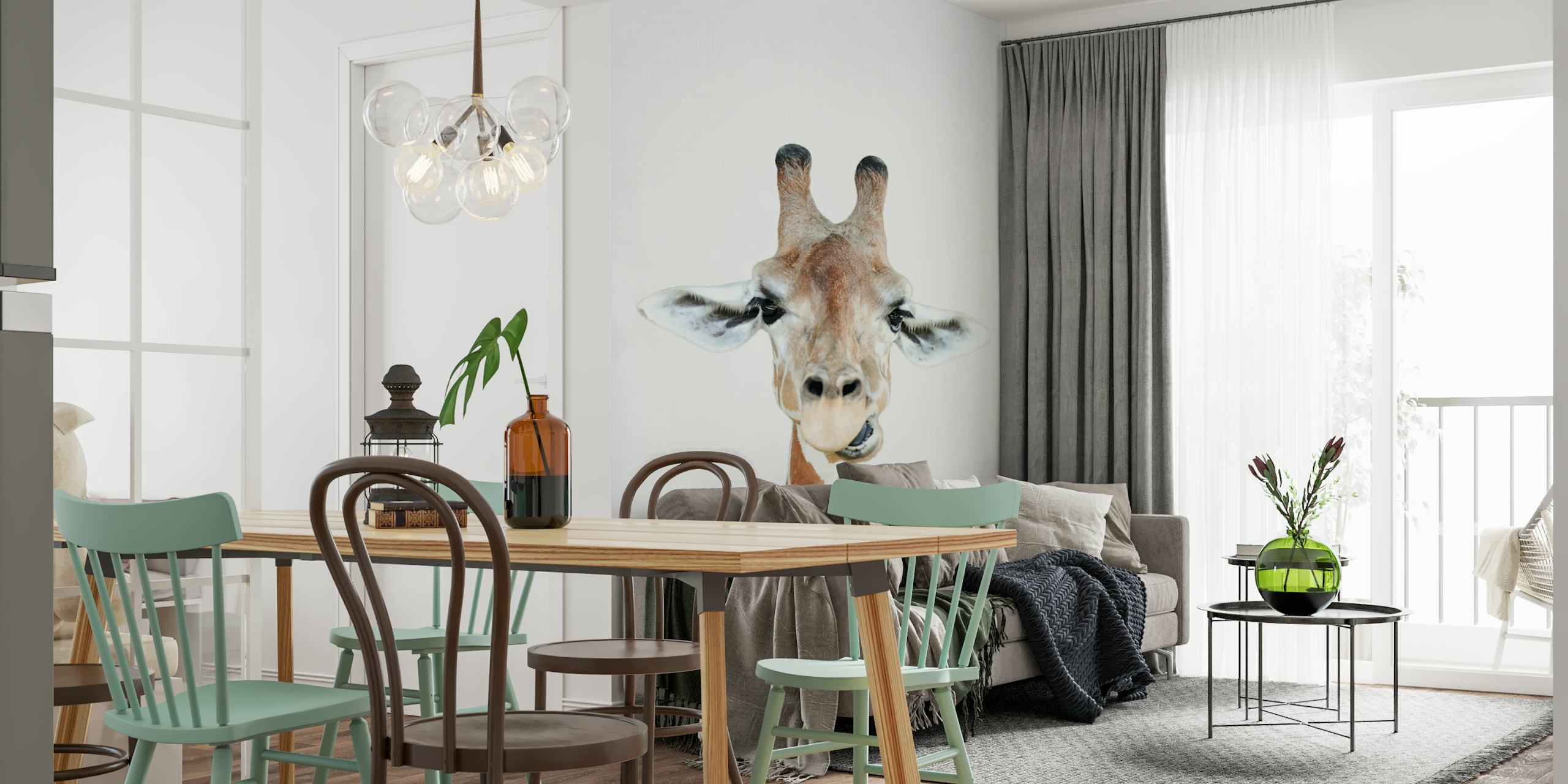 Carta da parati Happy Giraffe in una stanza