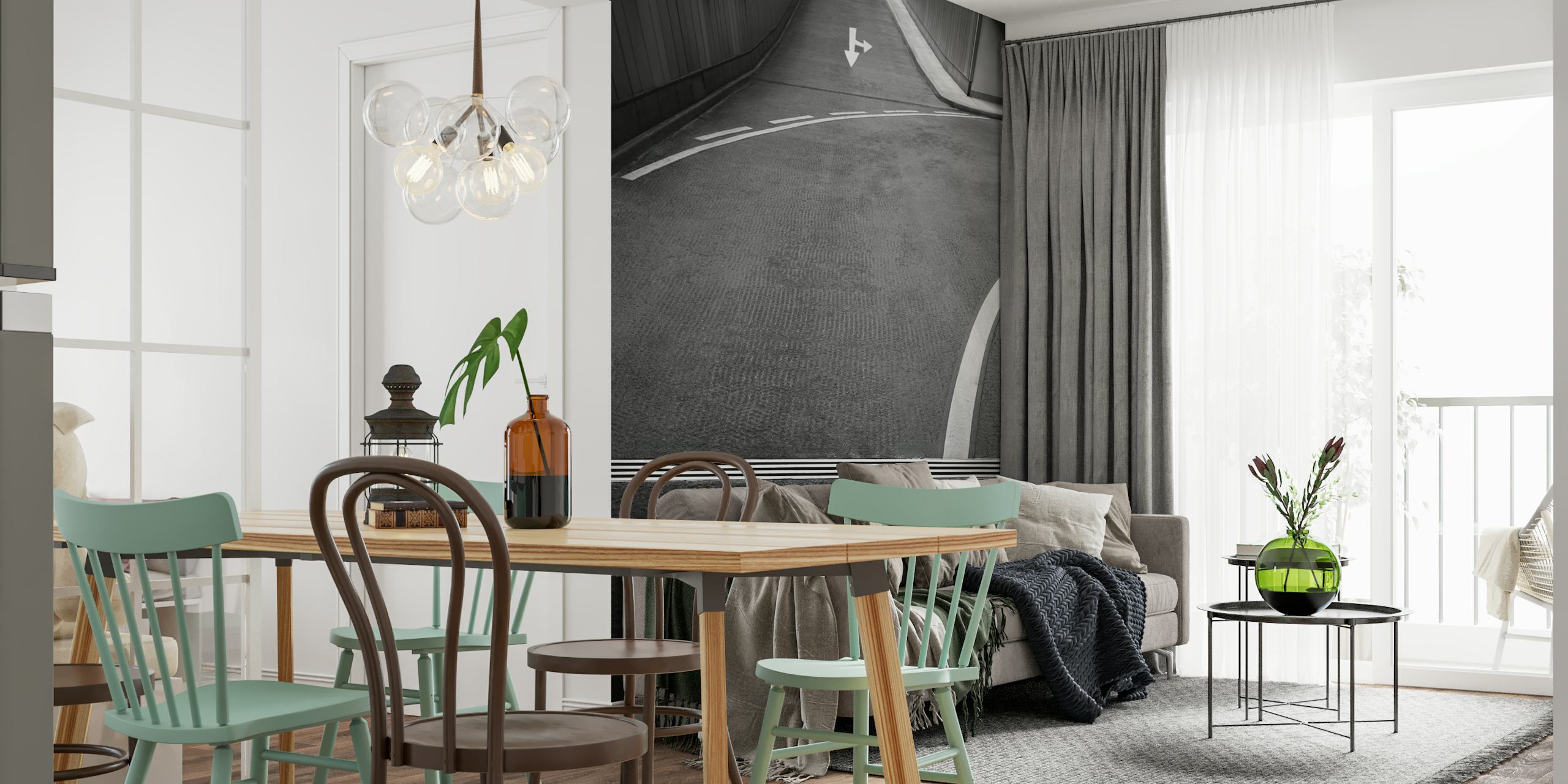 Geometric arrow pattern in black and white wallpaper