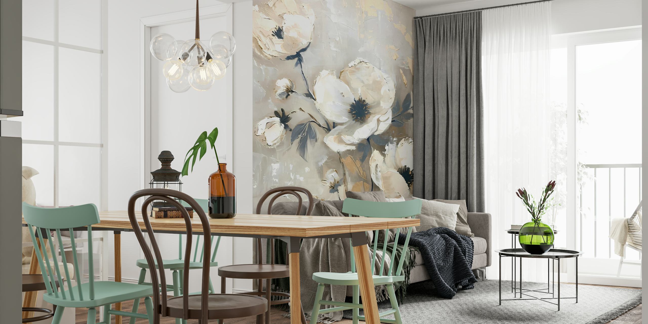 Elegant Bloom Art blomstertapet i et rum