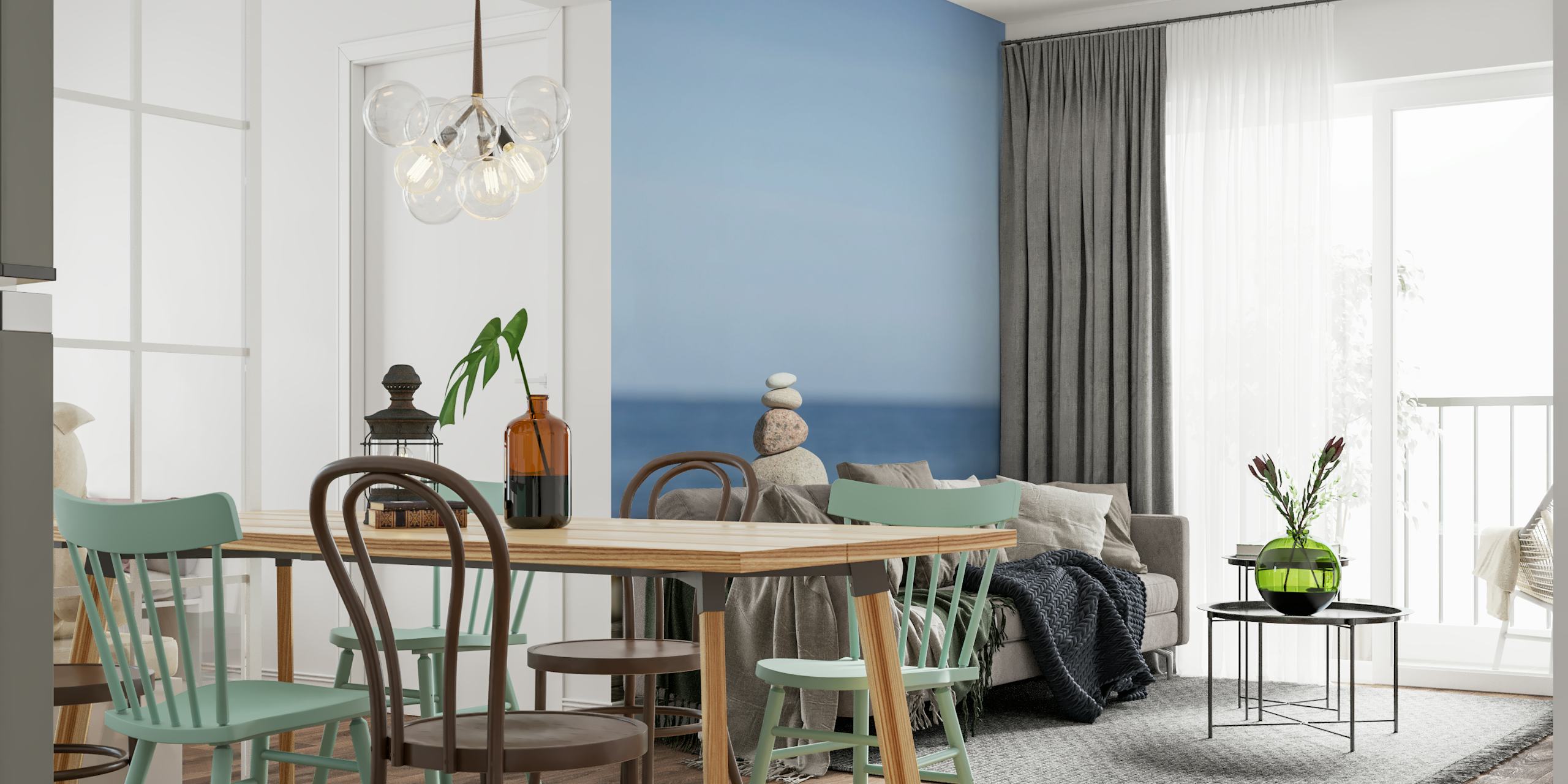 Ocean Zen Harmony Stones wallpaper in a room