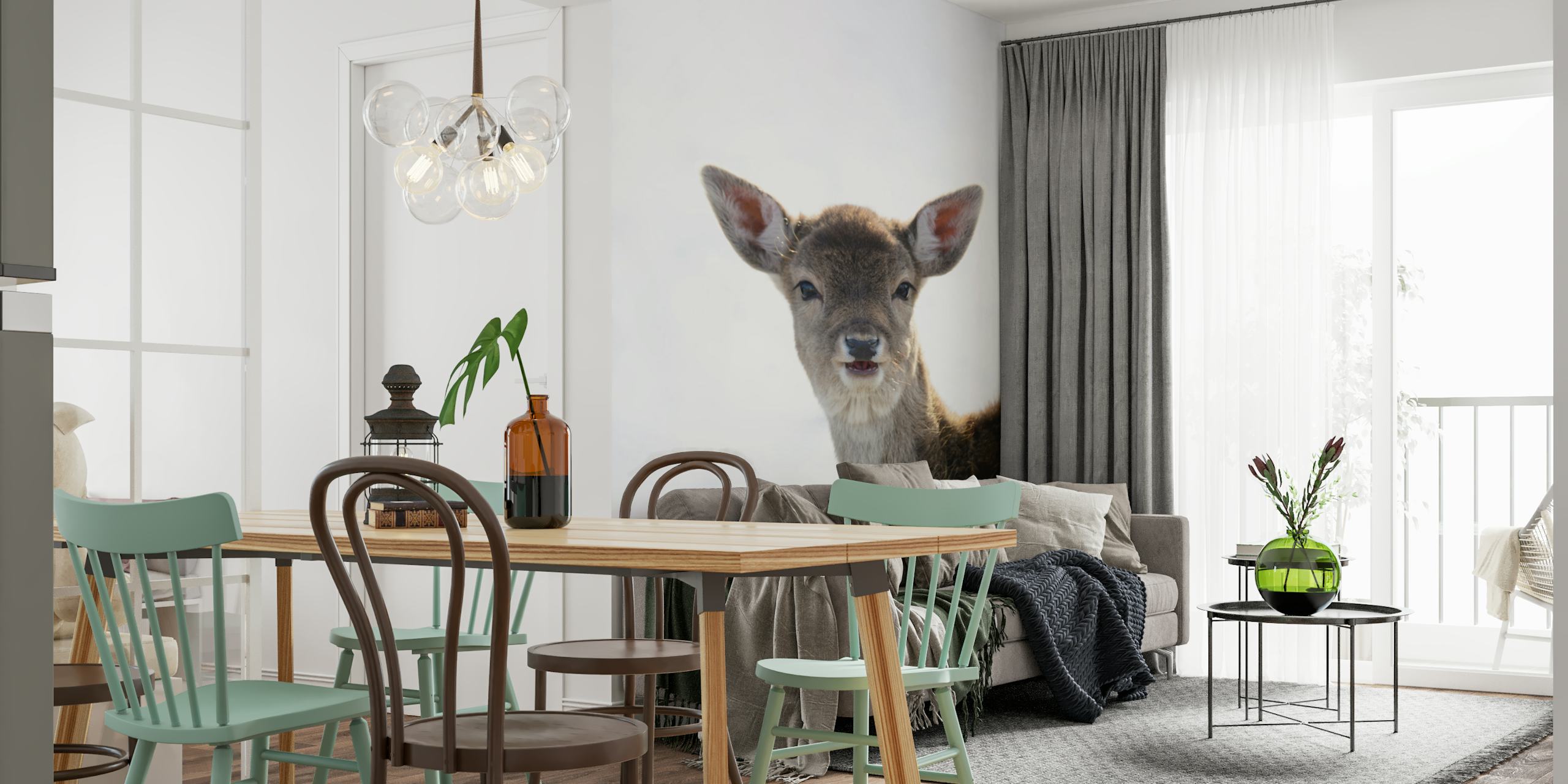 Cute little fawn wallpaper in a room