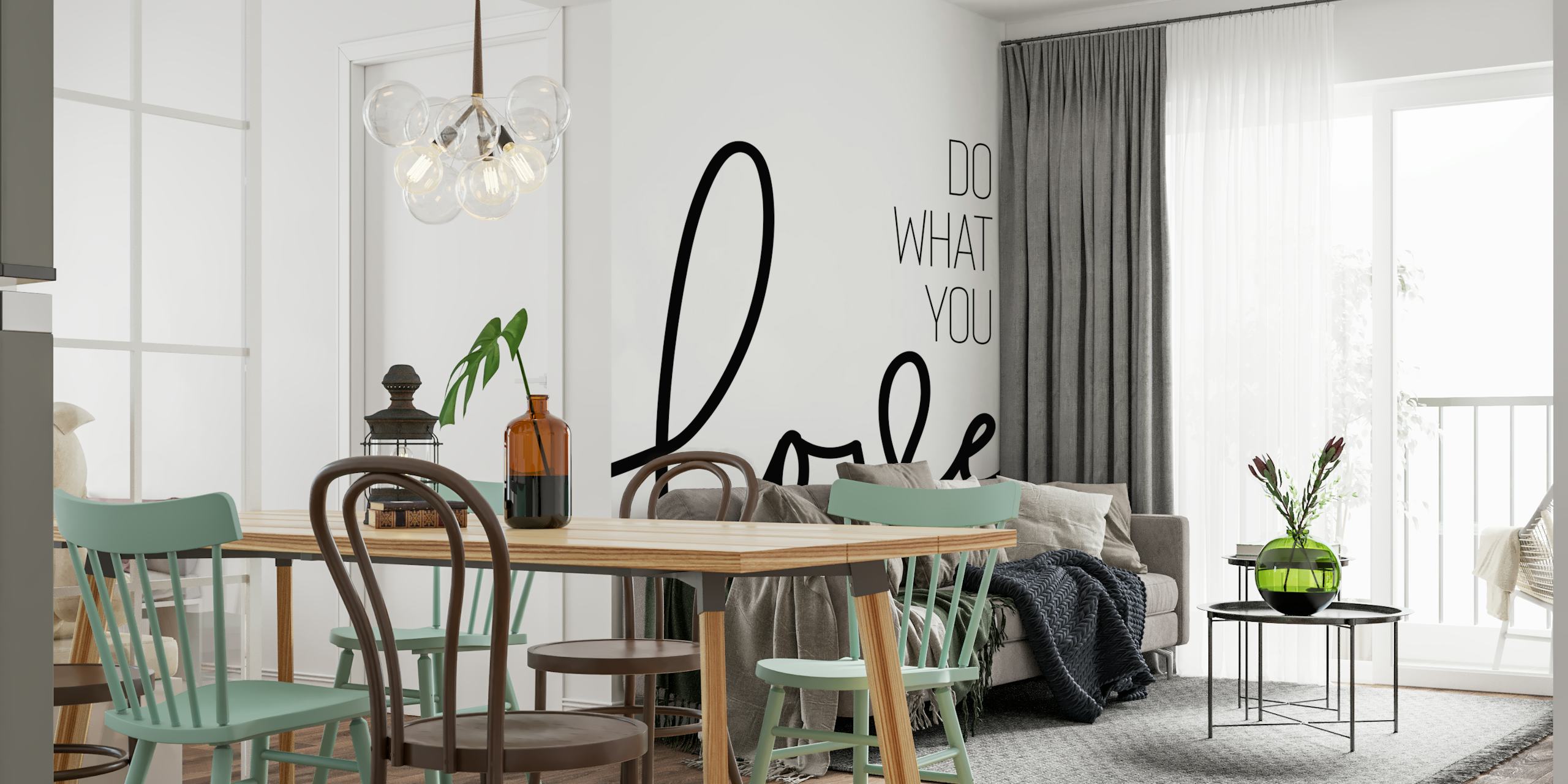 Black and white inspirational quote wallpaper featuring the phrase 'Do what you love' in cursive.