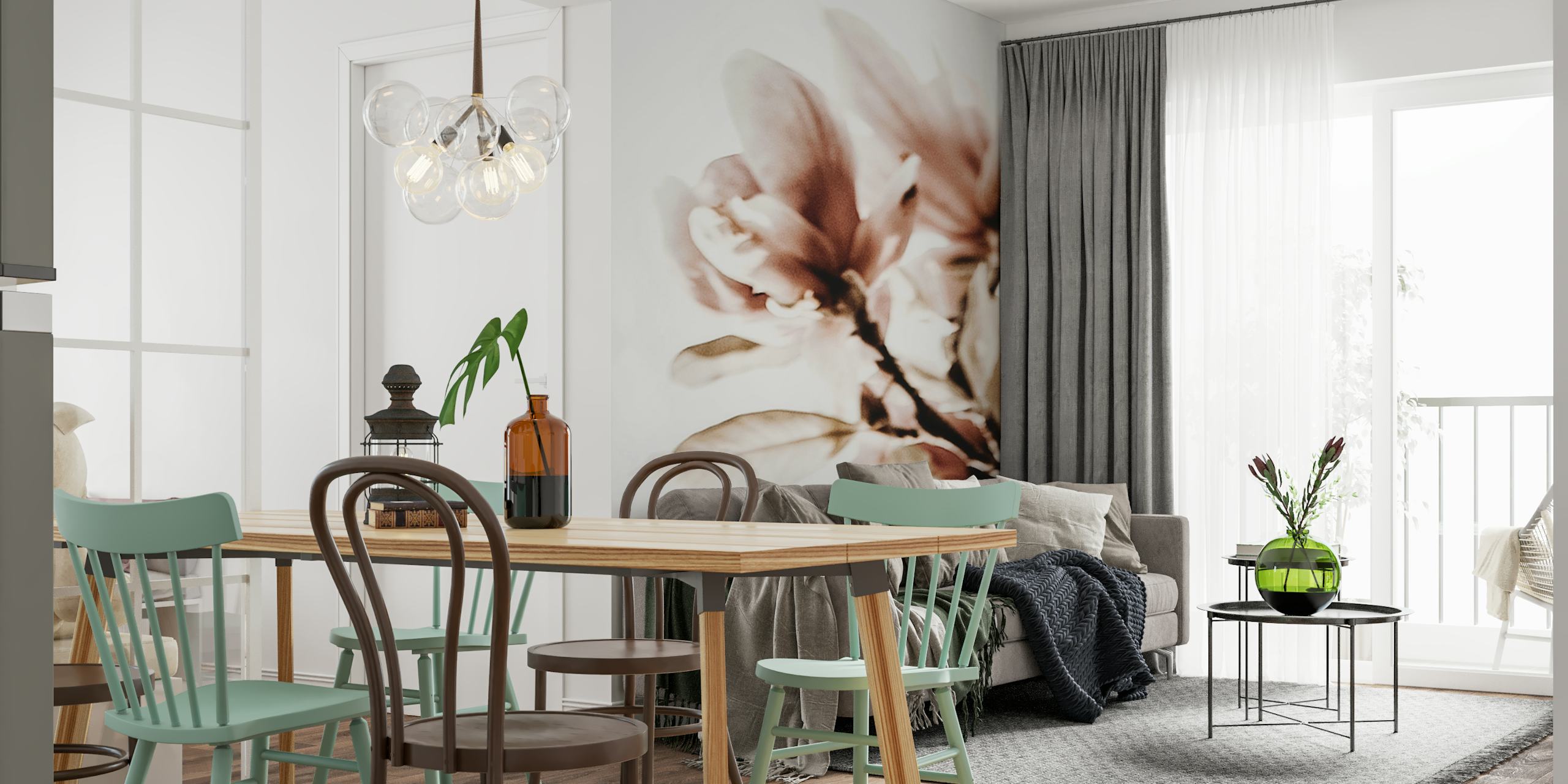 Flowering magnolias wallpaper in a room