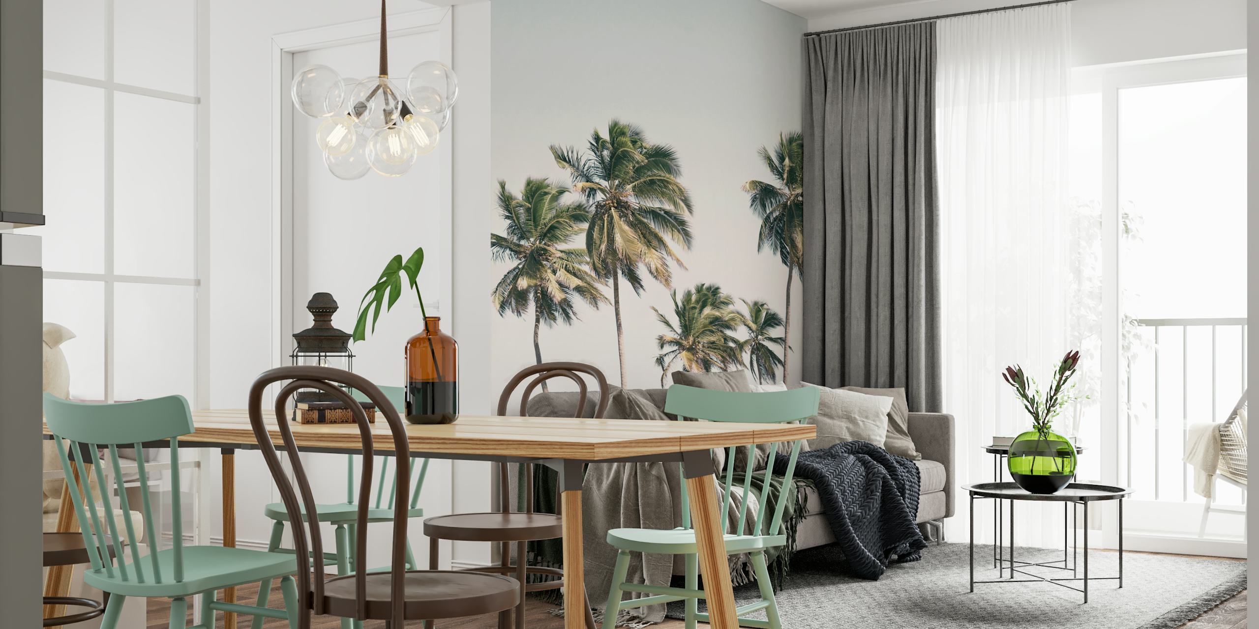 Island Palms wallpaper in a room setting