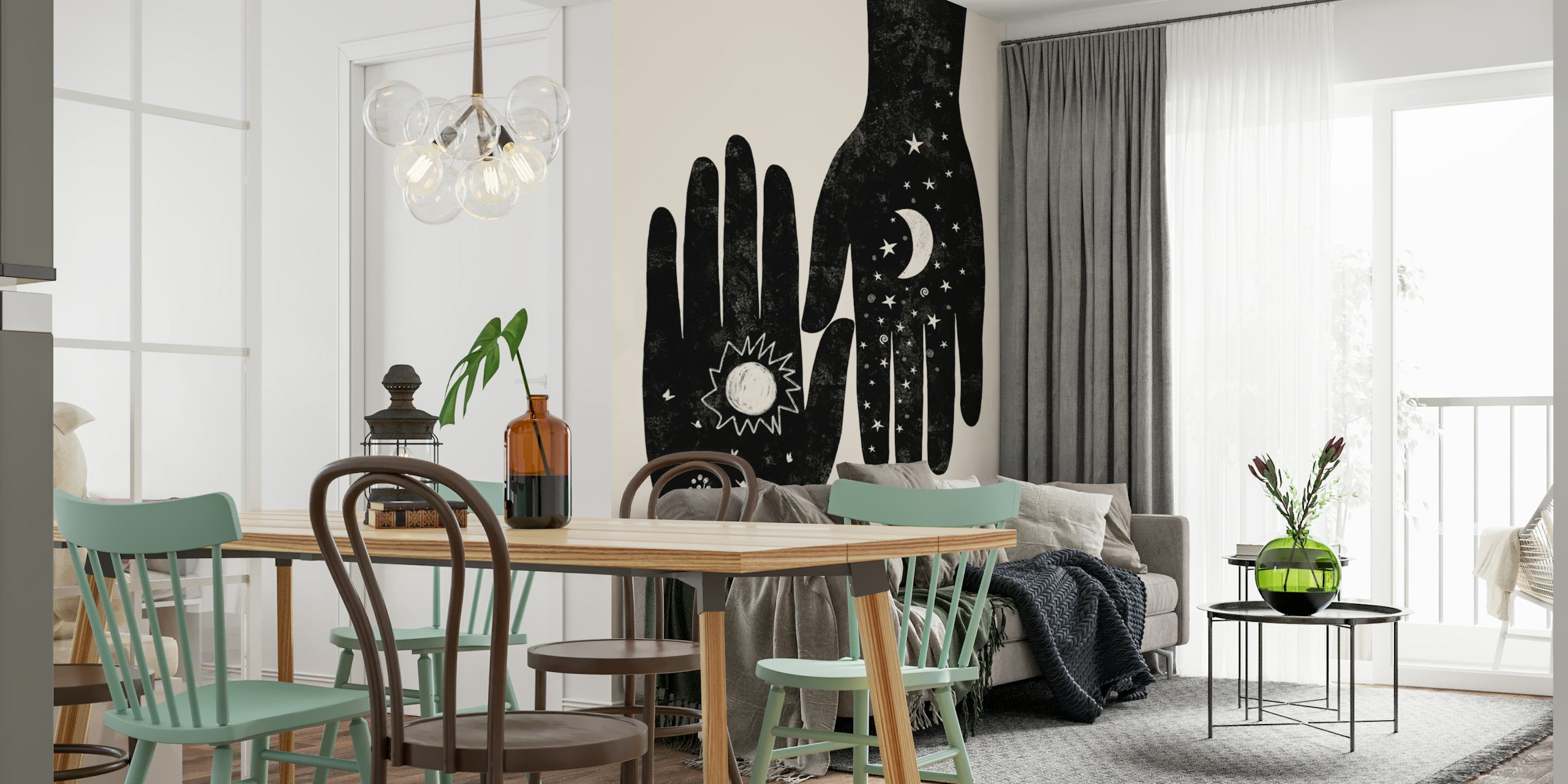 Projekt tapety Hamsa w pokoju