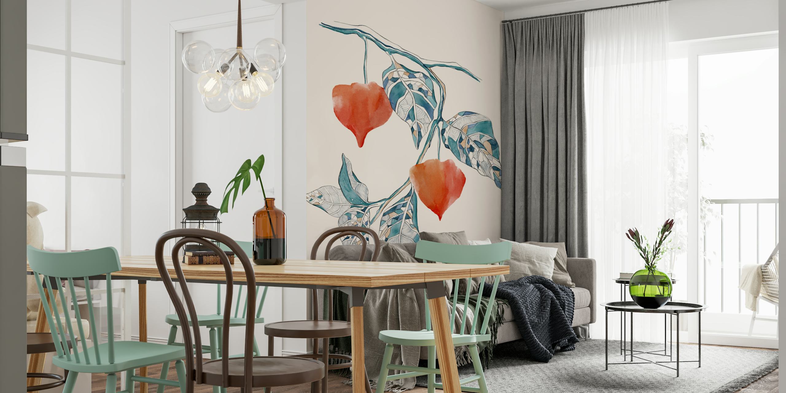 Tapeta Serene Physalis w aranżacji pokoju
