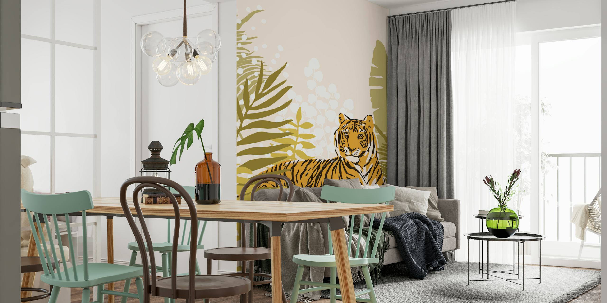 ταπετσαρία Tropical Tiger Retreat σε ένα δωμάτιο