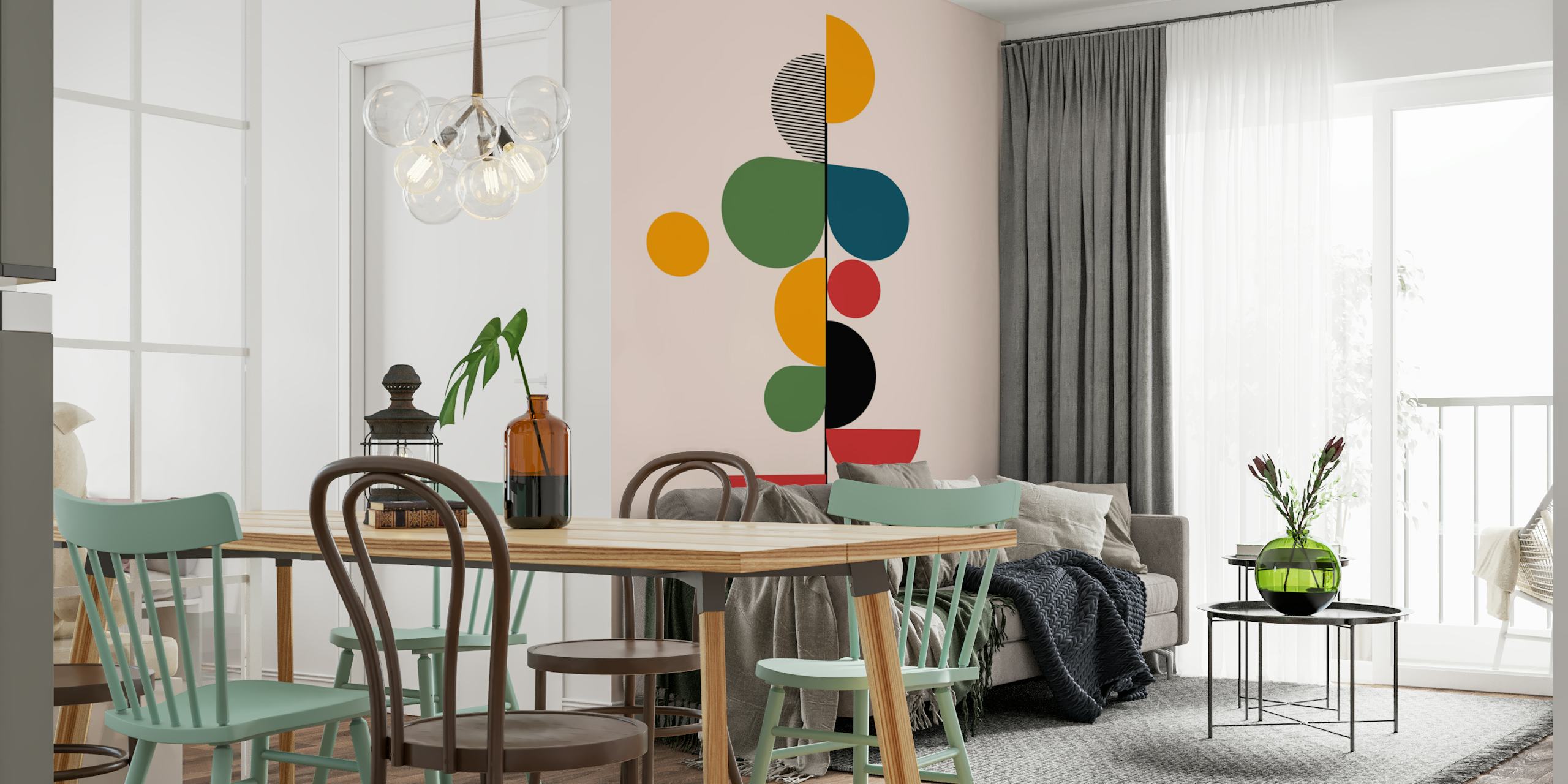 Papel pintado Geometric Color Burst en una habitación