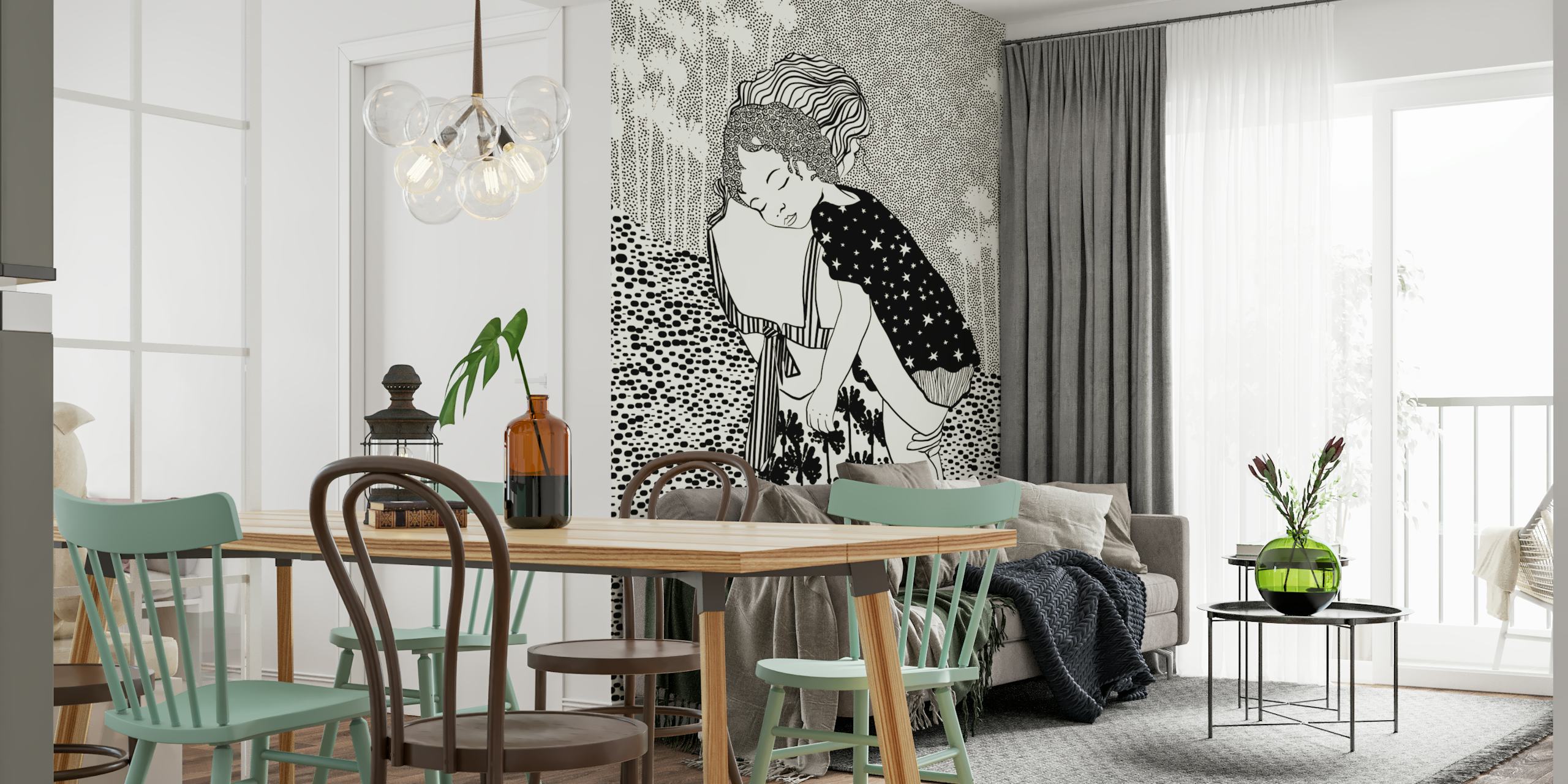 Ταπετσαρία Motherly Hues σε ένα ζεστό δωμάτιο