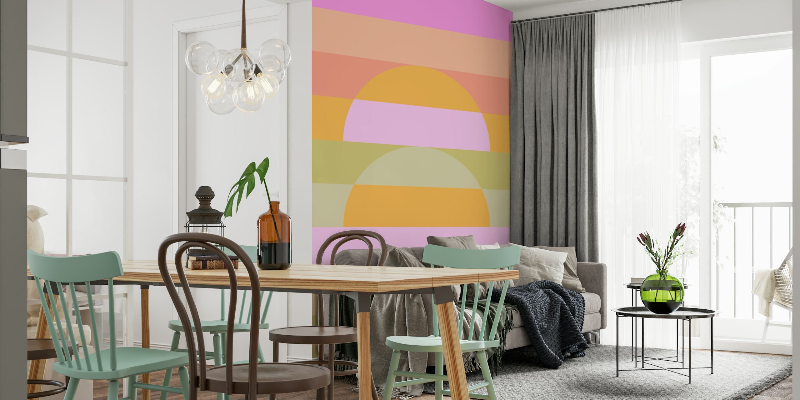Tapeta Retro Sunset Pastel Harmony u sobi