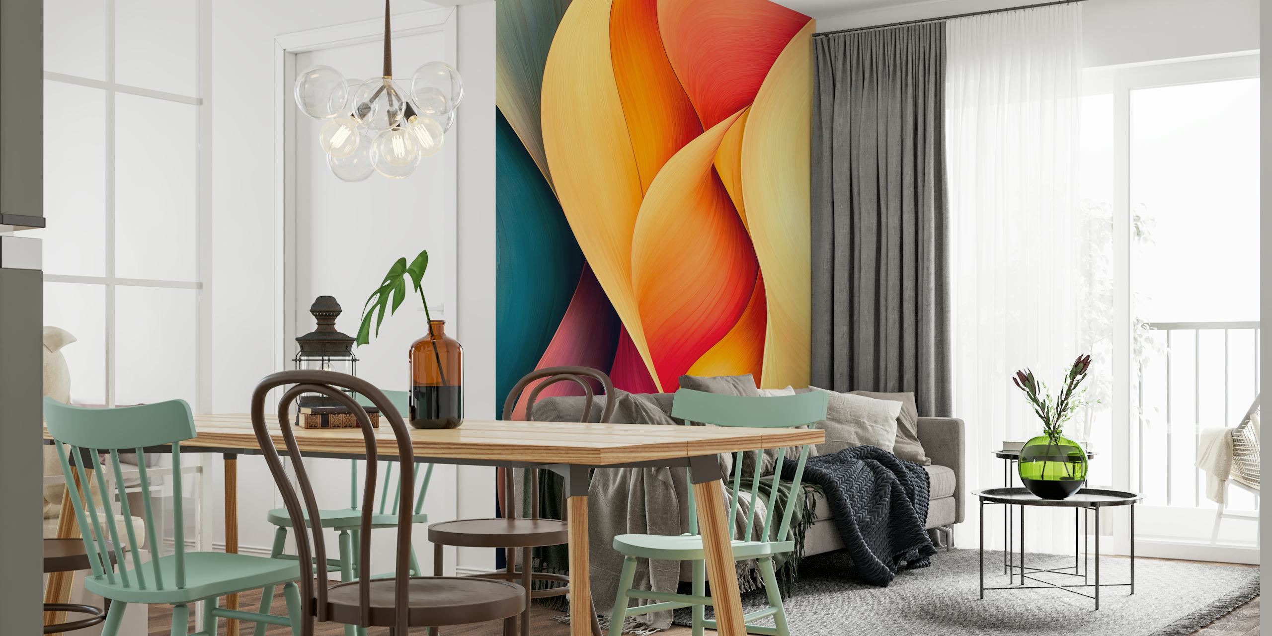 Tapeta Vibrant Wave Flow w pomieszczeniu