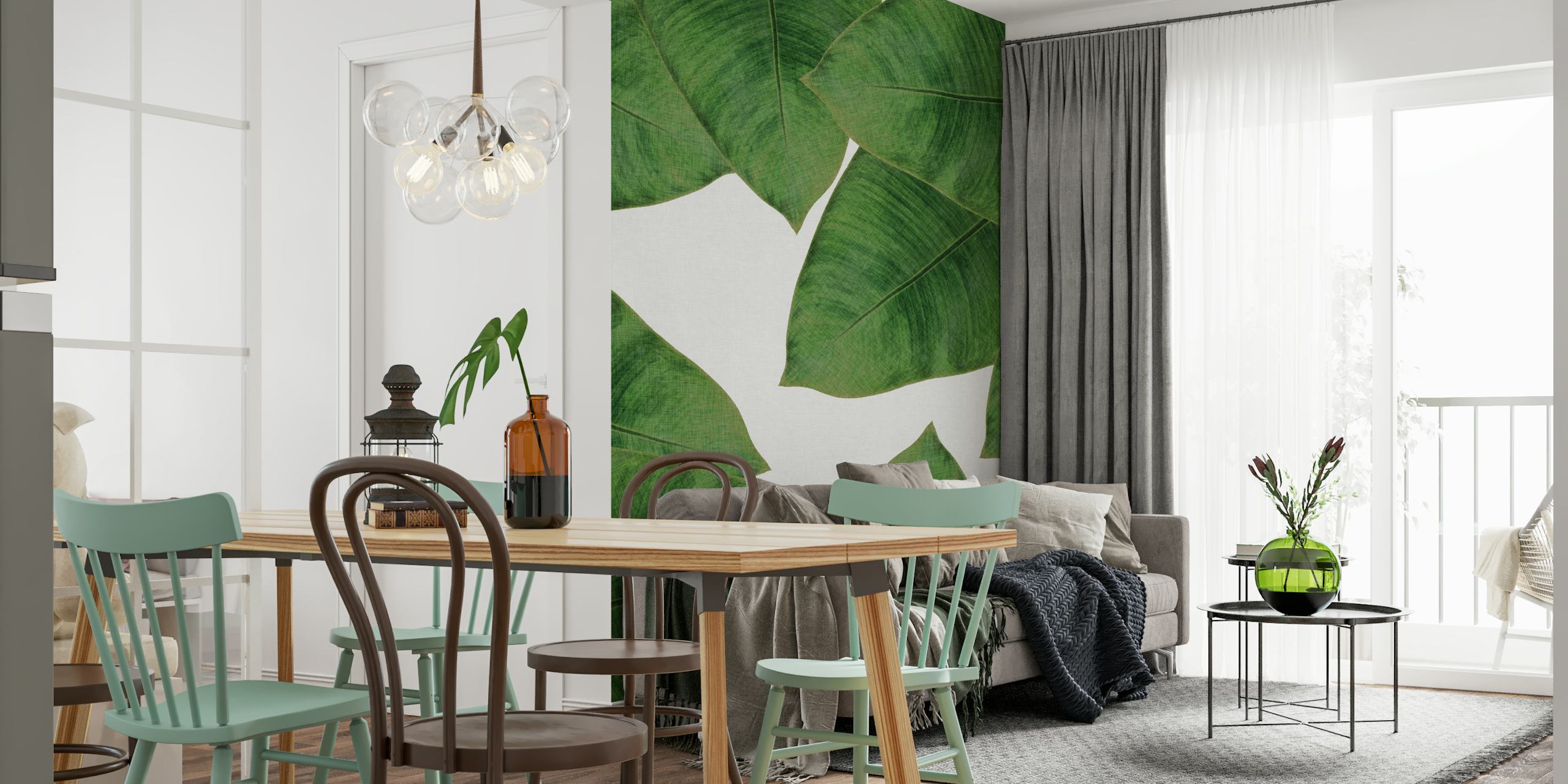 Papel pintado Banana Leaf II en una sala de estar