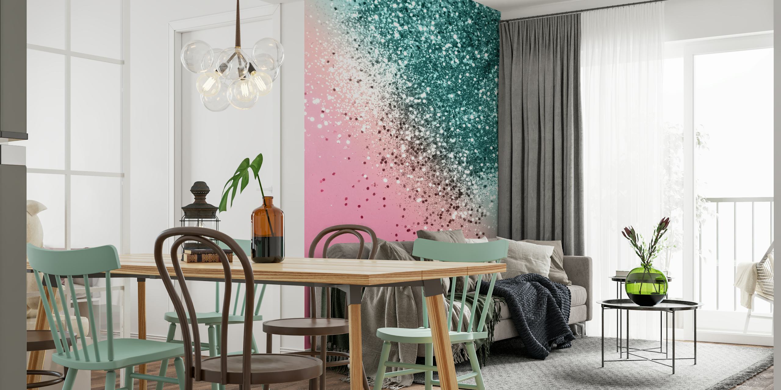 Tropical Watermelon Glitter wallpaper in a room