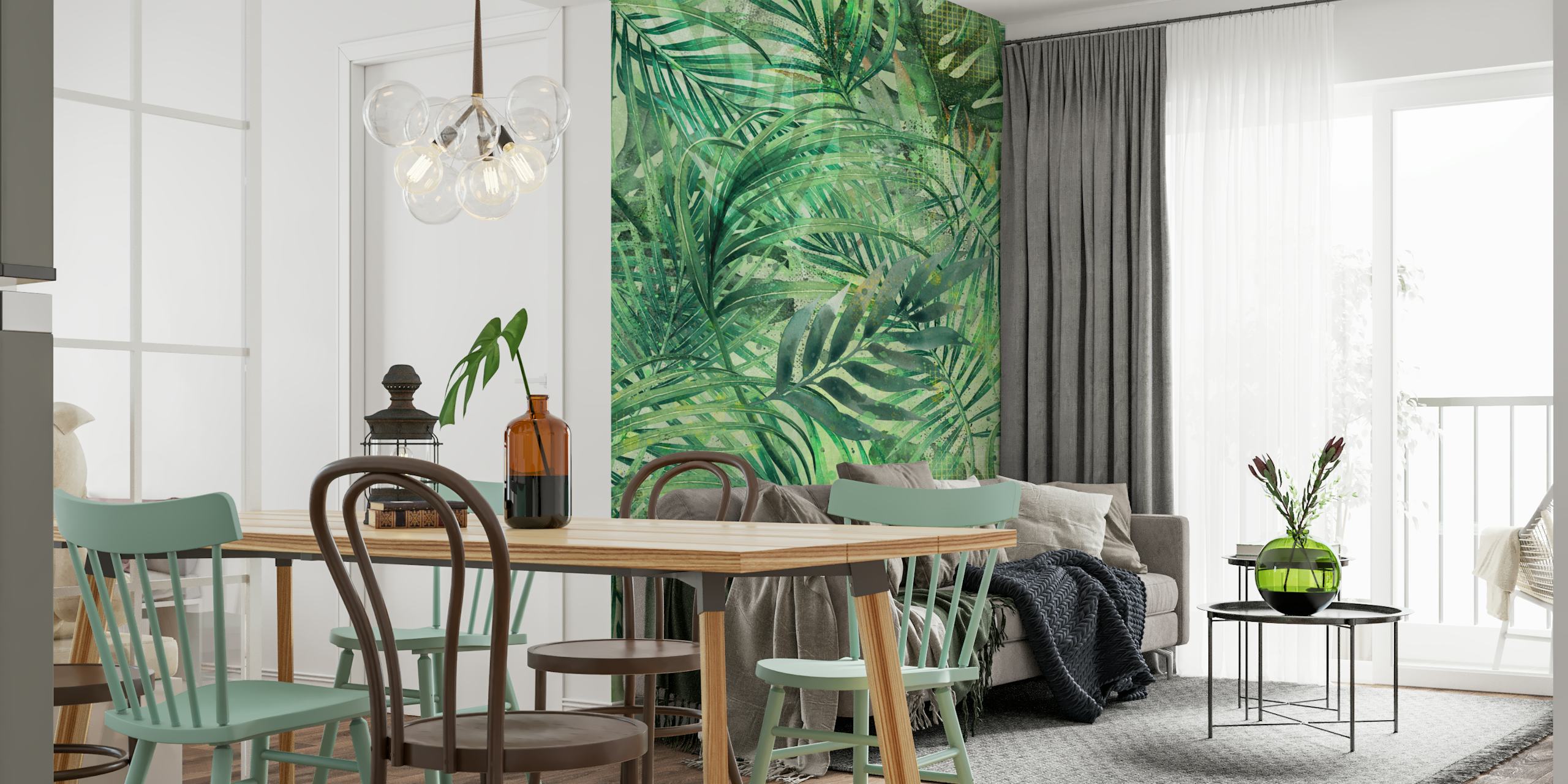 Tropical Graphic Paradise mural wallpaper in room