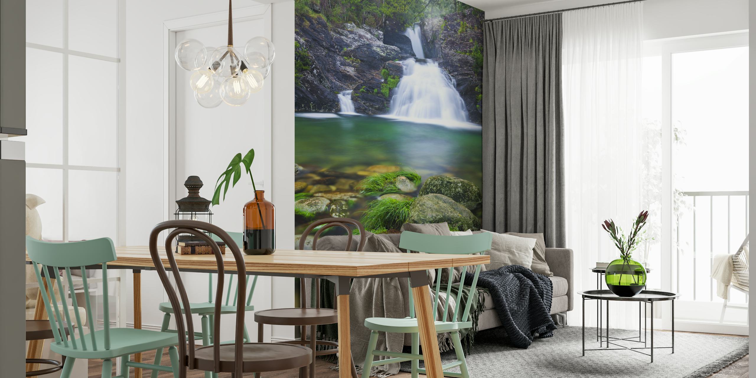 Emerald Falls behang in een kamer
