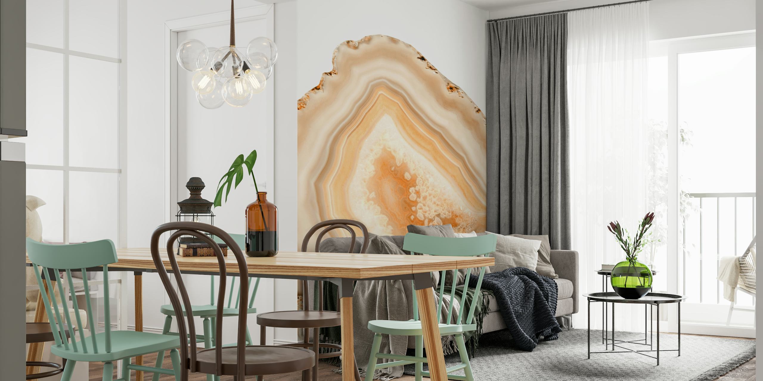 Soft Orange Agate pattern wall mural showcasing warm hues and natural crystalline designs