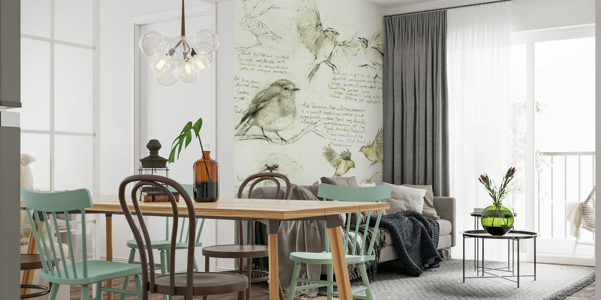 Bird sketches wallpaper