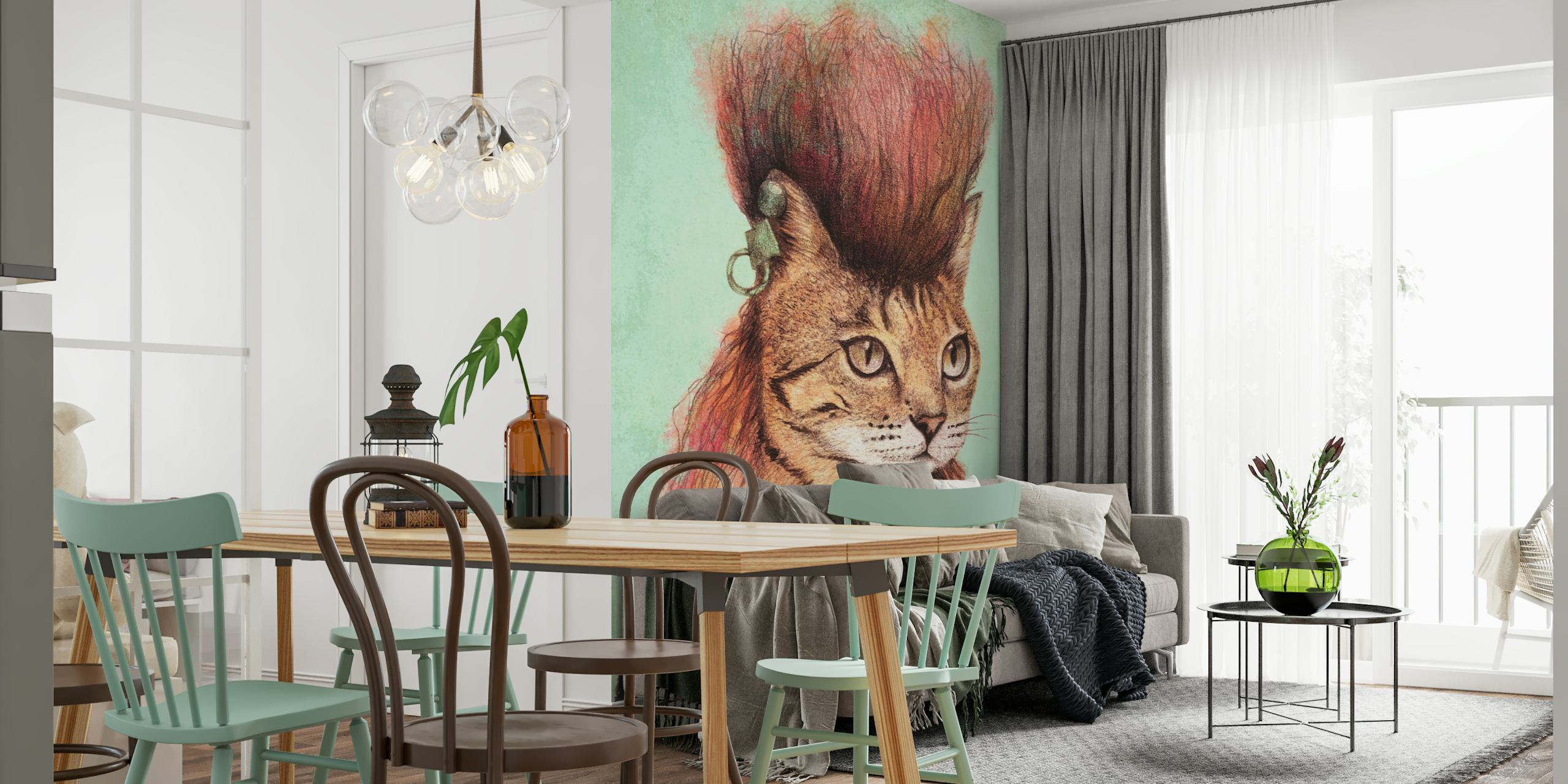 Carta da parati illustrata di Caty II con acconciatura punk