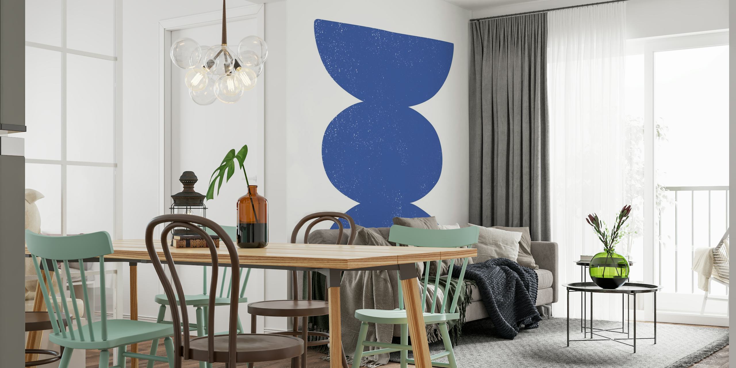 Papier peint mural illustration de vase en céramique bleue abstraite