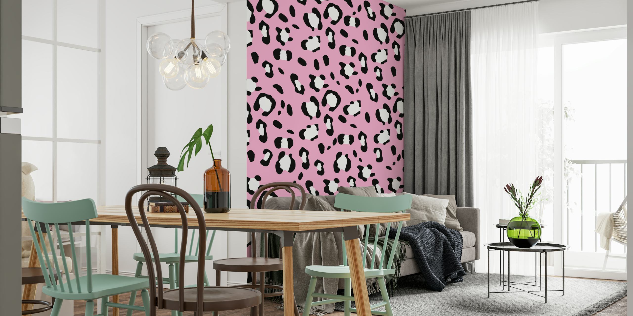 Leopard animal print behang in een stijlvolle kamer
