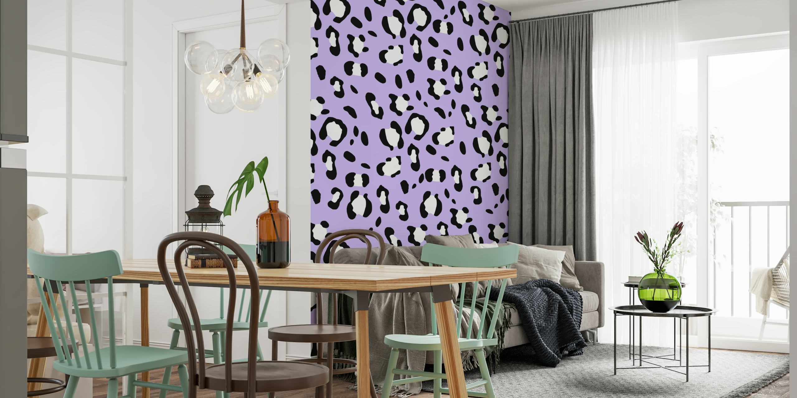 Leopard animal print wallpaper in a room