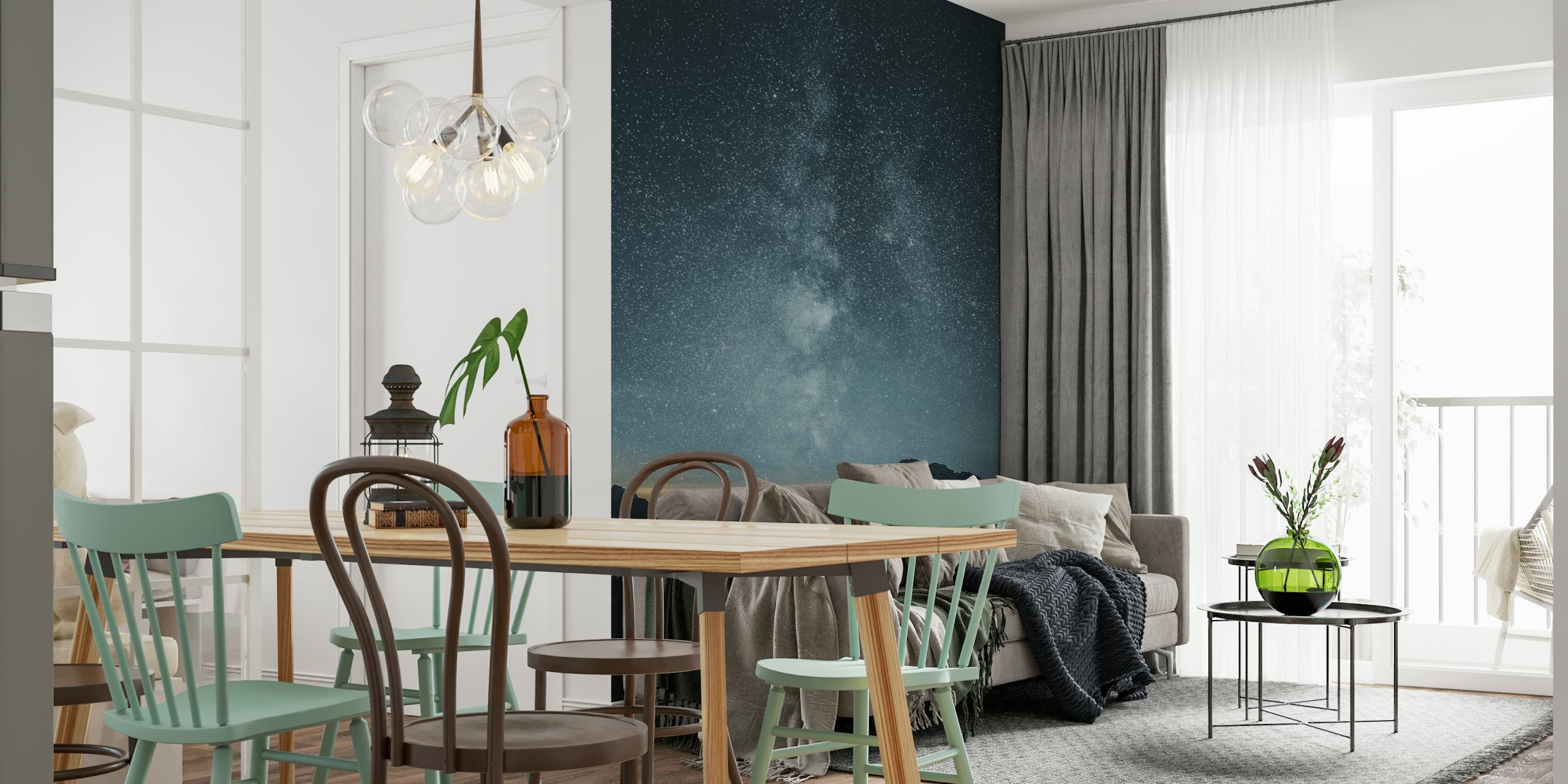 Tranquil Starlit Mountain View tapet i et rum