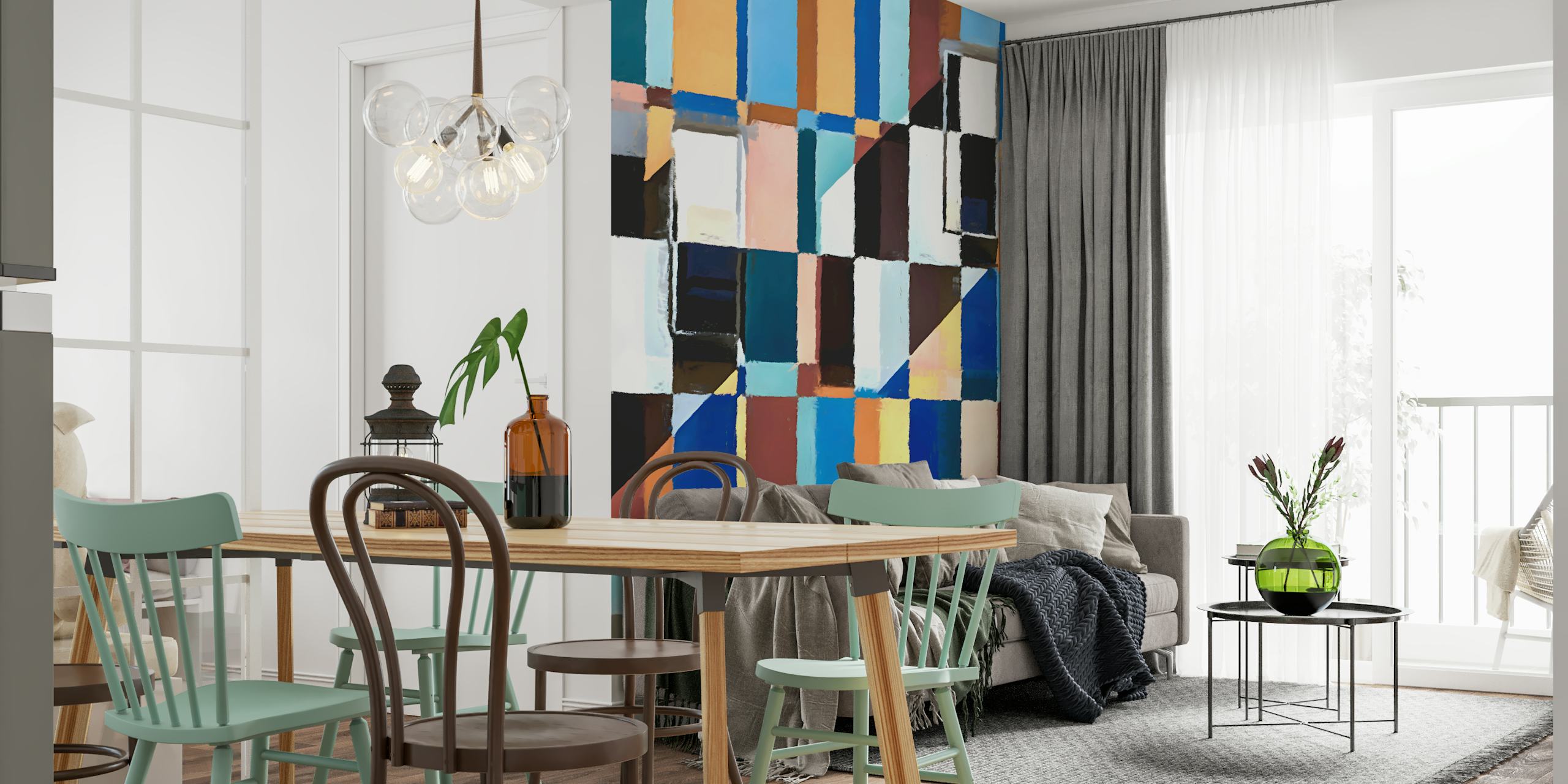Scandinavian Earth behang in een moderne kamer