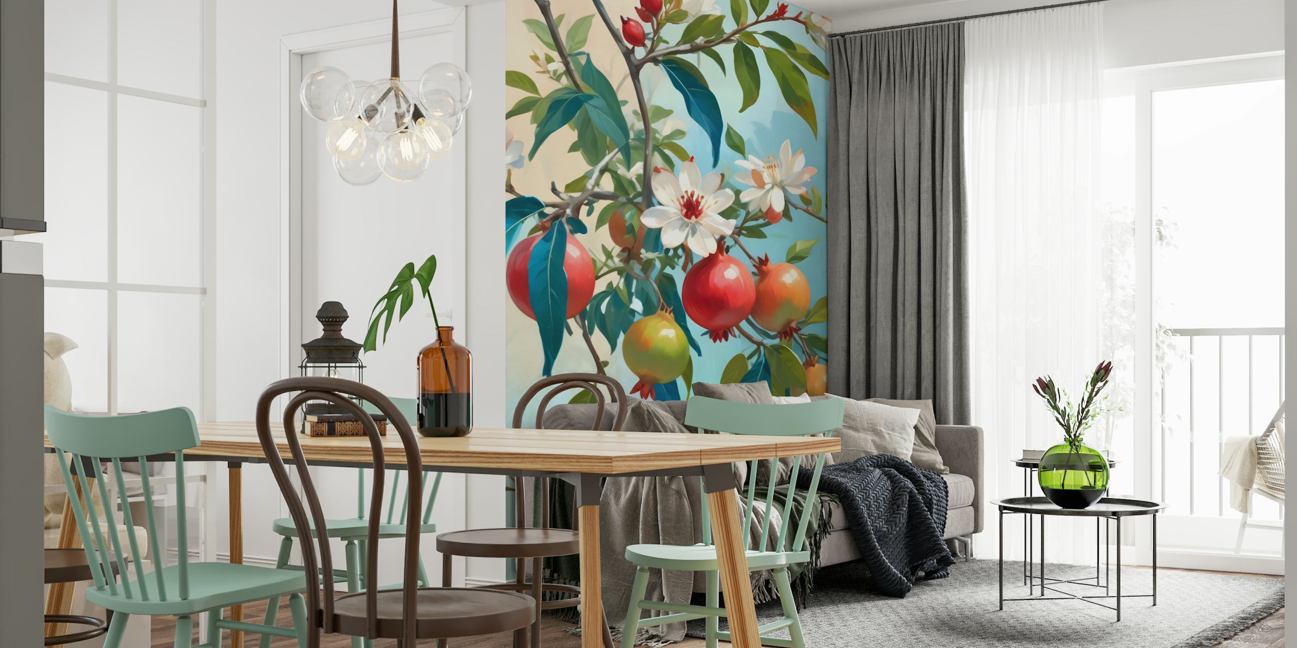 Sweet Pomegranates wallpaper in a room design