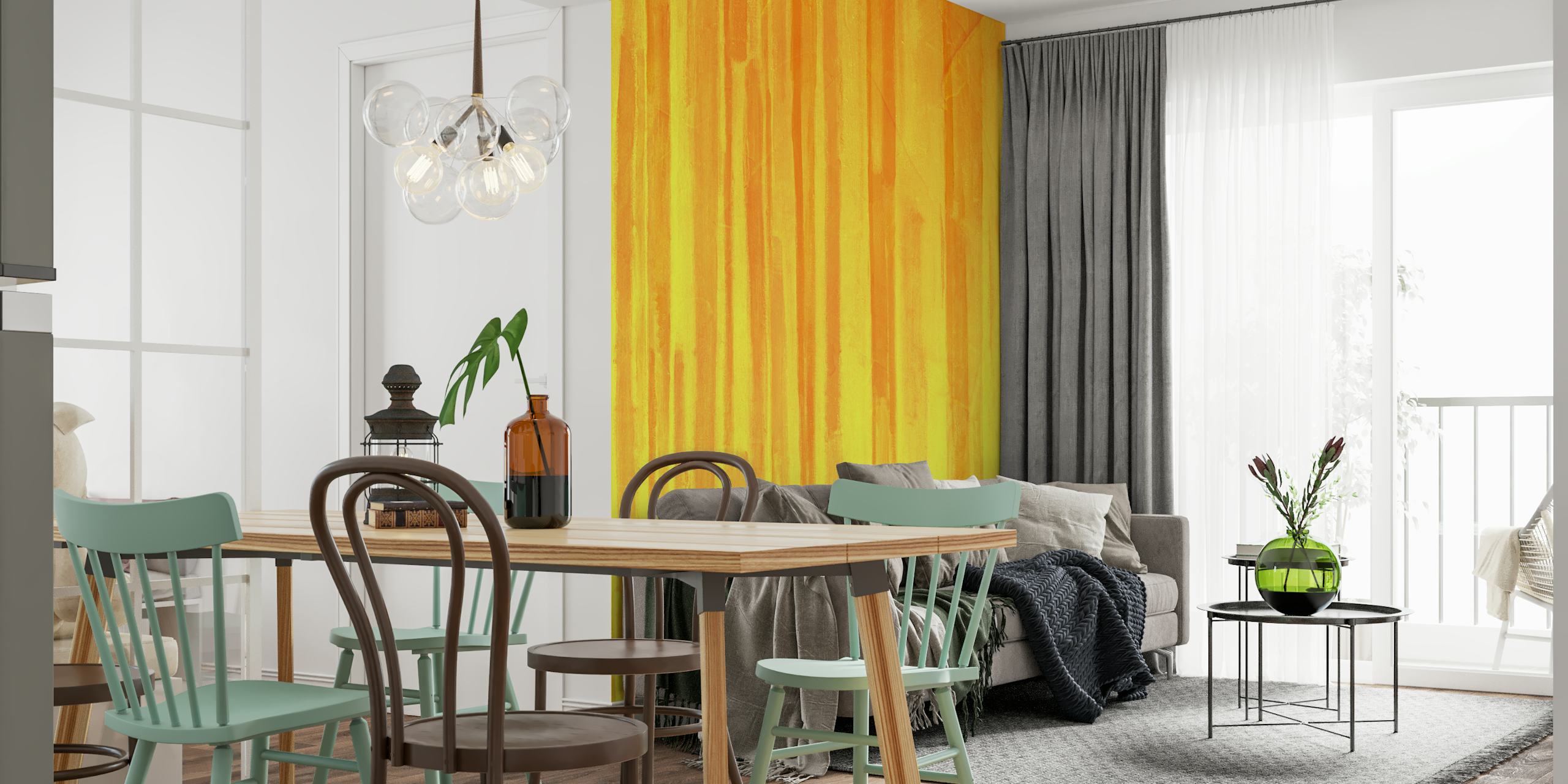Yellow October wallpaper in a room setting