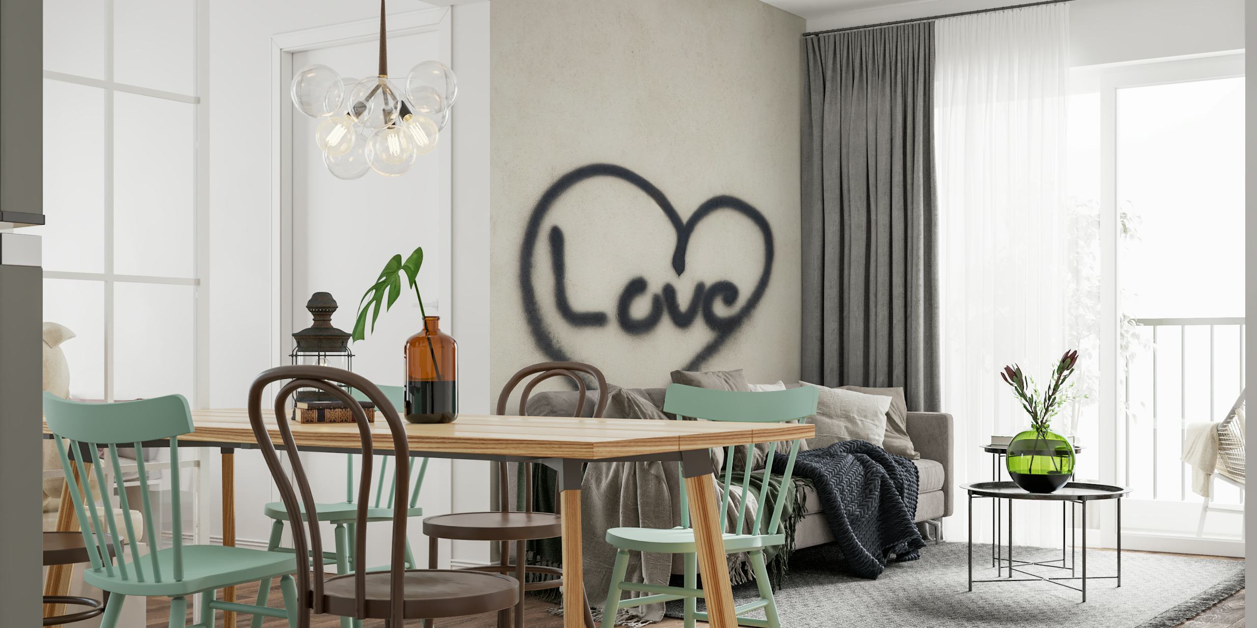 Heart design wallpaper in a room