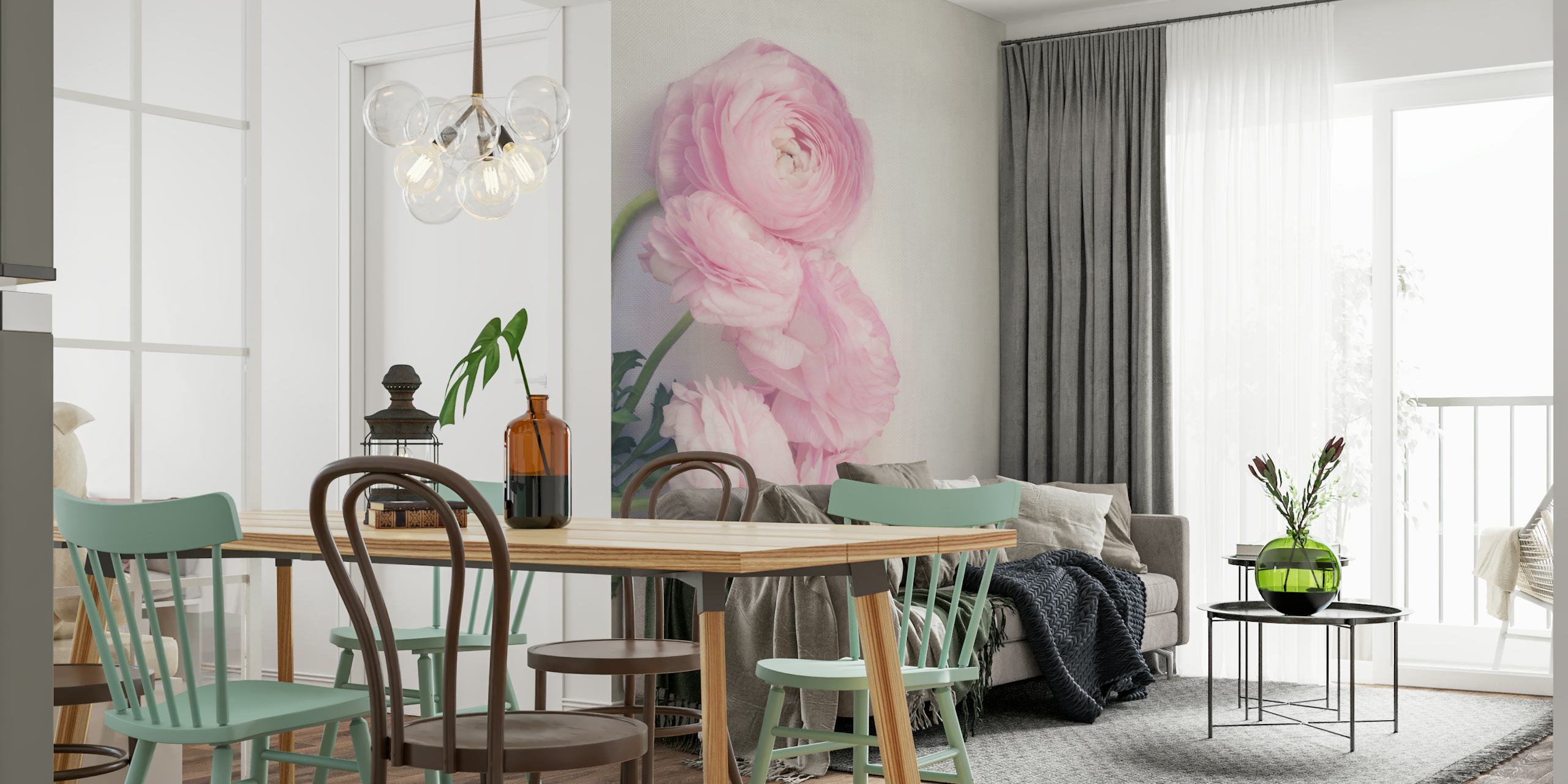 Papel pintado Pink Peonies en una habitación
