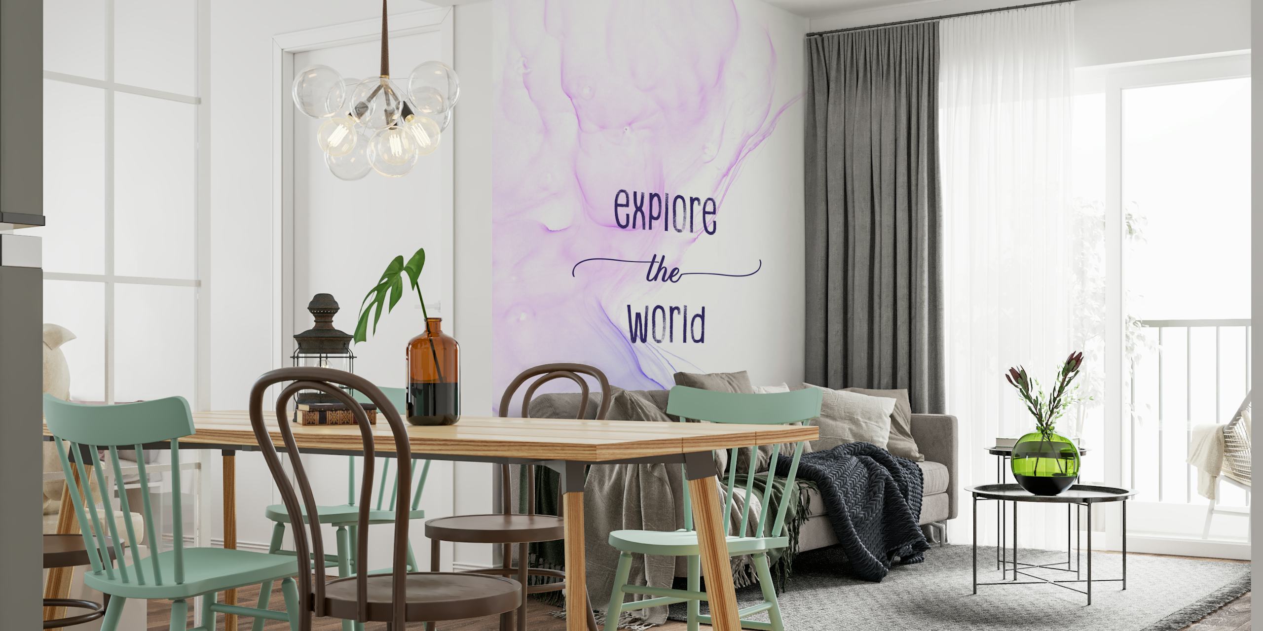 Explore the world wallpaper design in a room