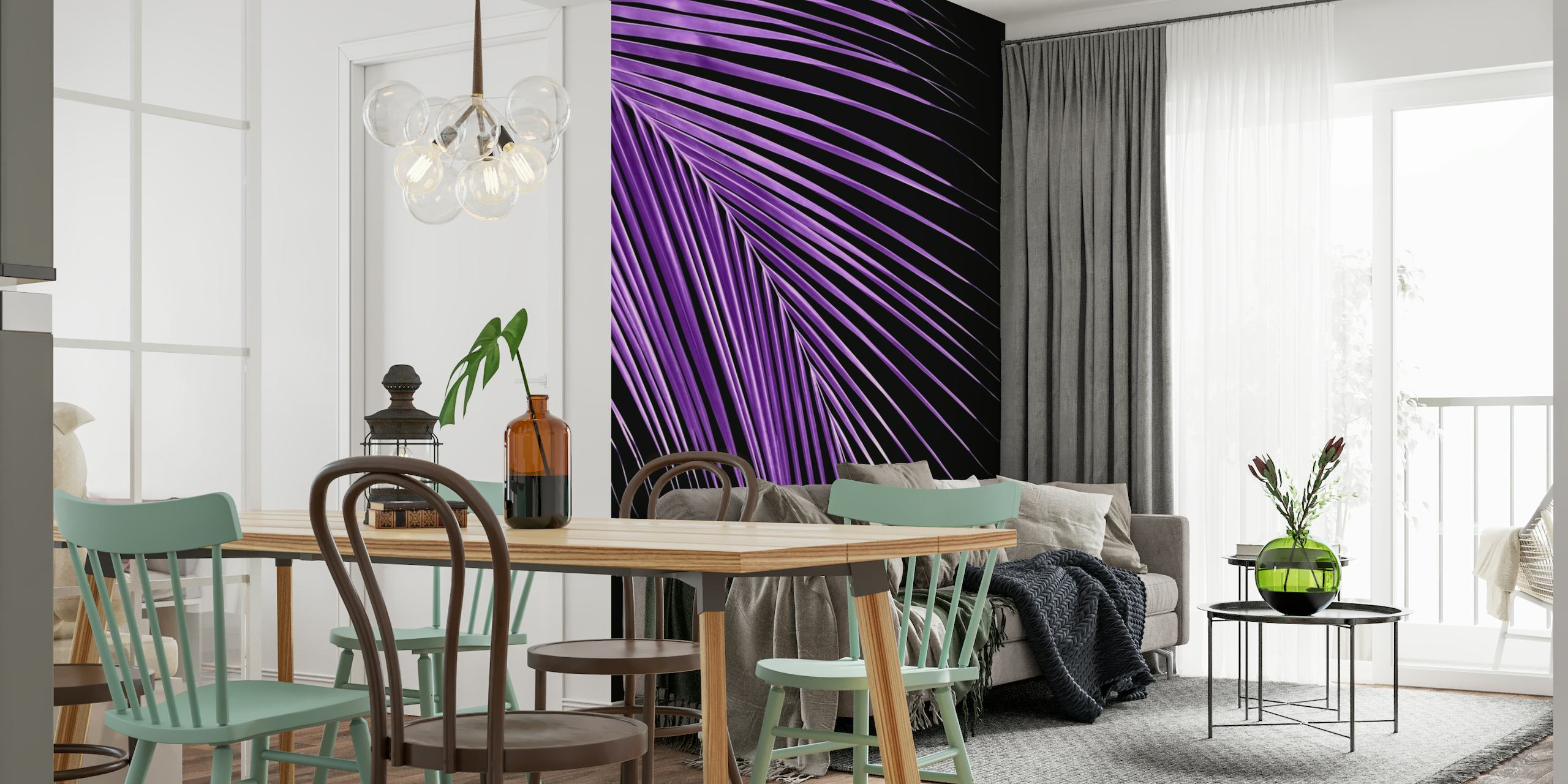 Minimal Purple Black Palm 1 wallpaper