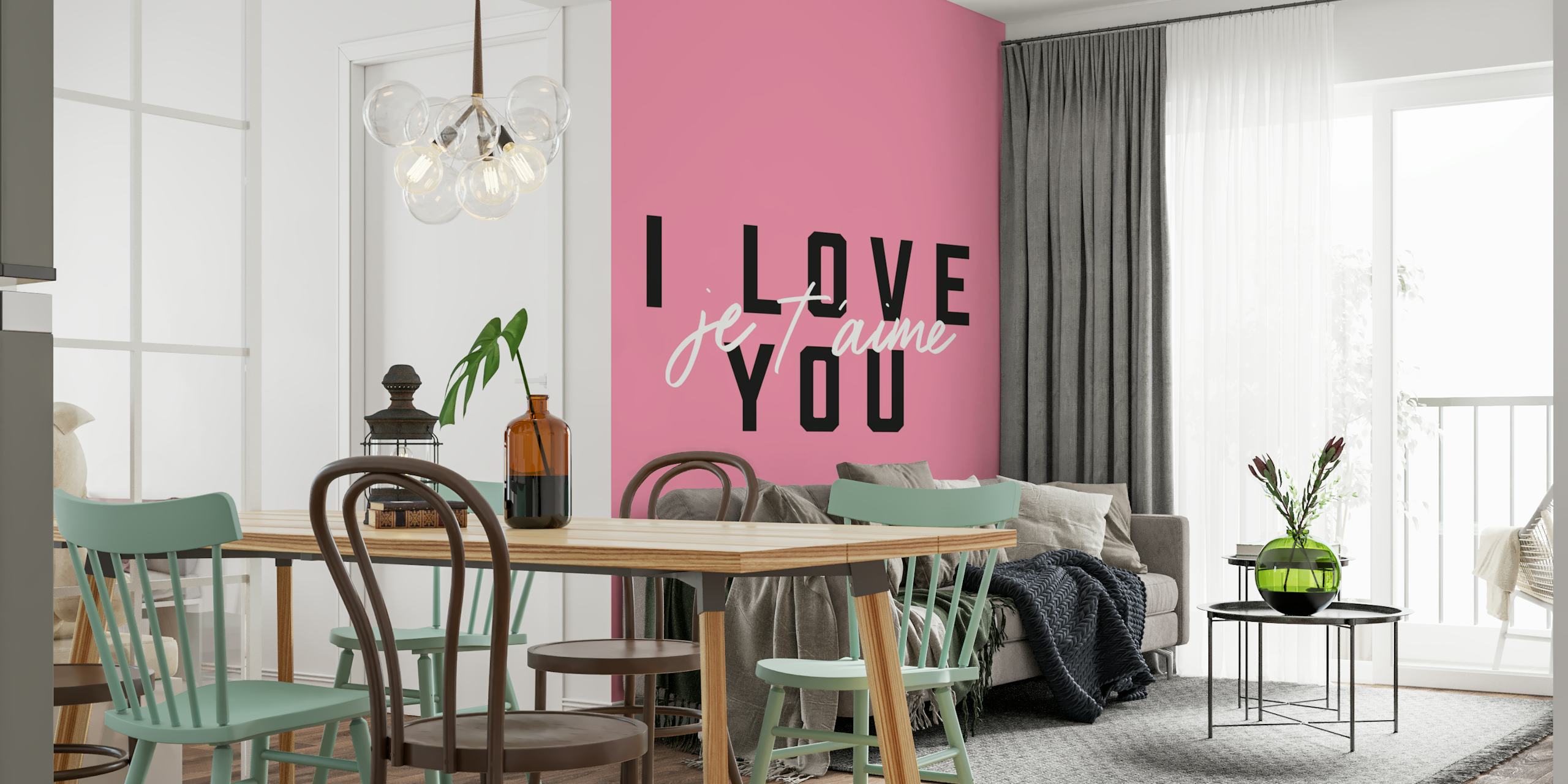 tapeta I Love You zobrazená v místnosti