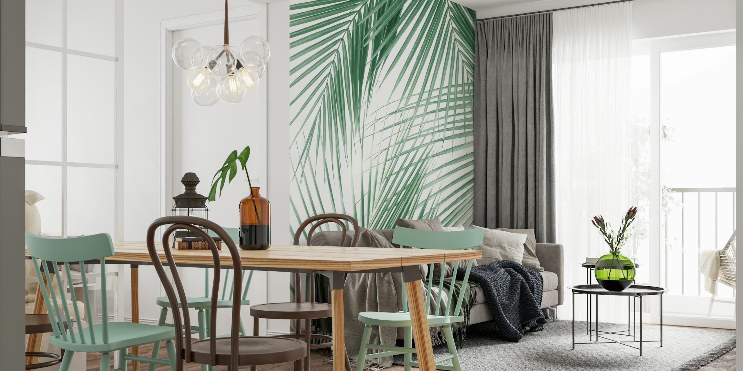 Palm Leaves Jungle Dream 1 Tapete in einem Raum