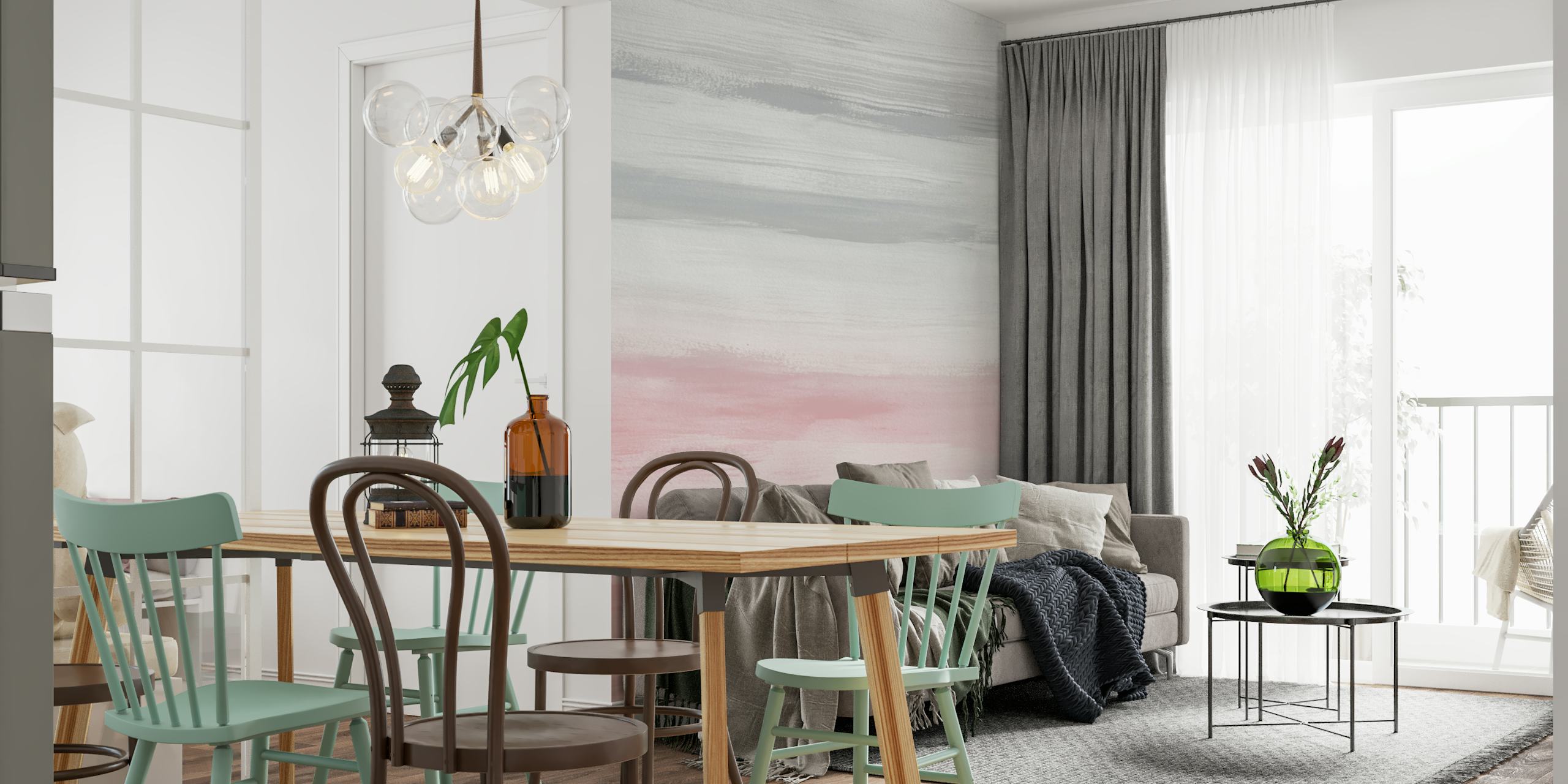 Touching Blush Gray 5 tapet vist i et rom