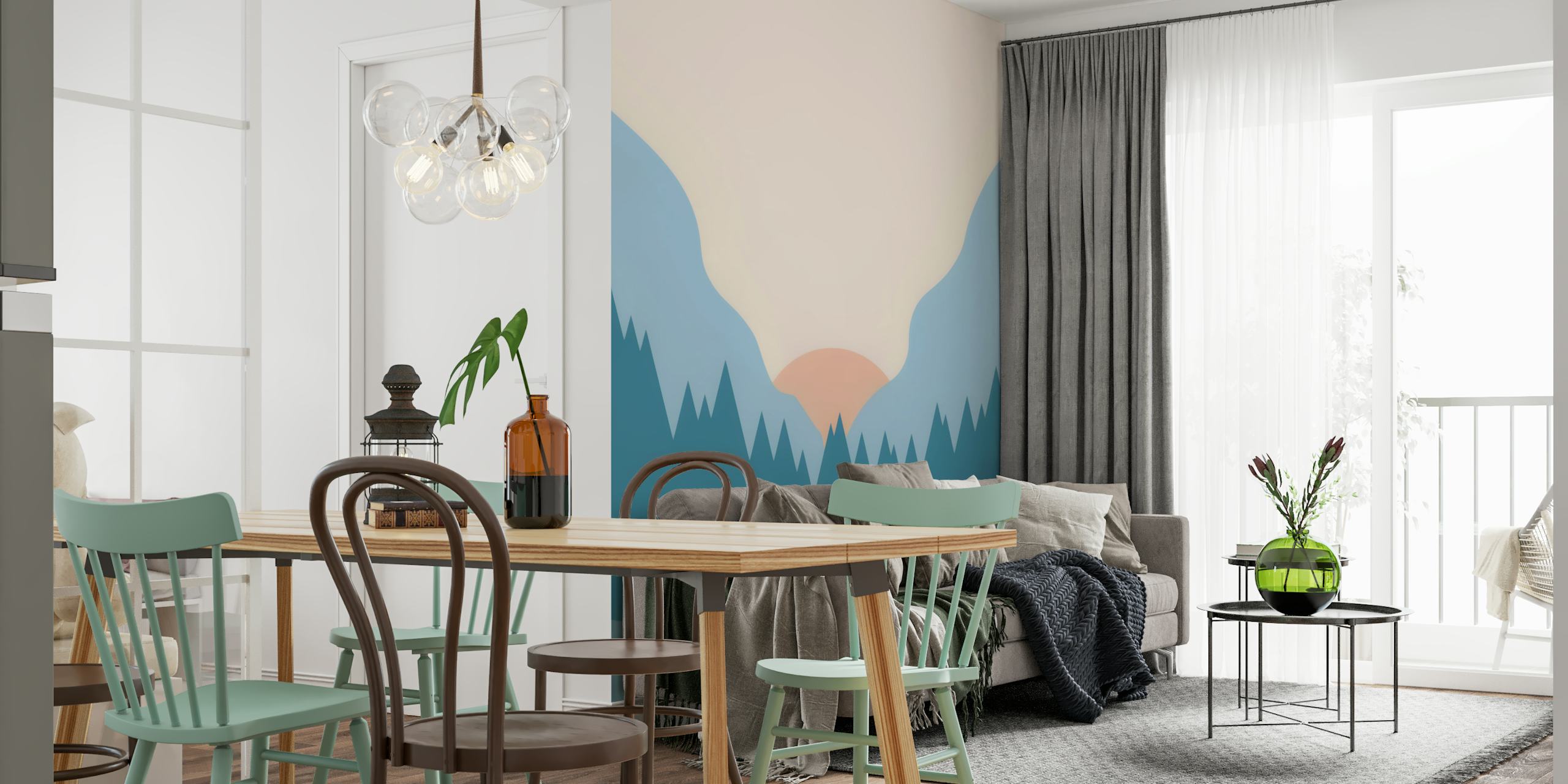 Sunset Forest wallpaper displayed in a room