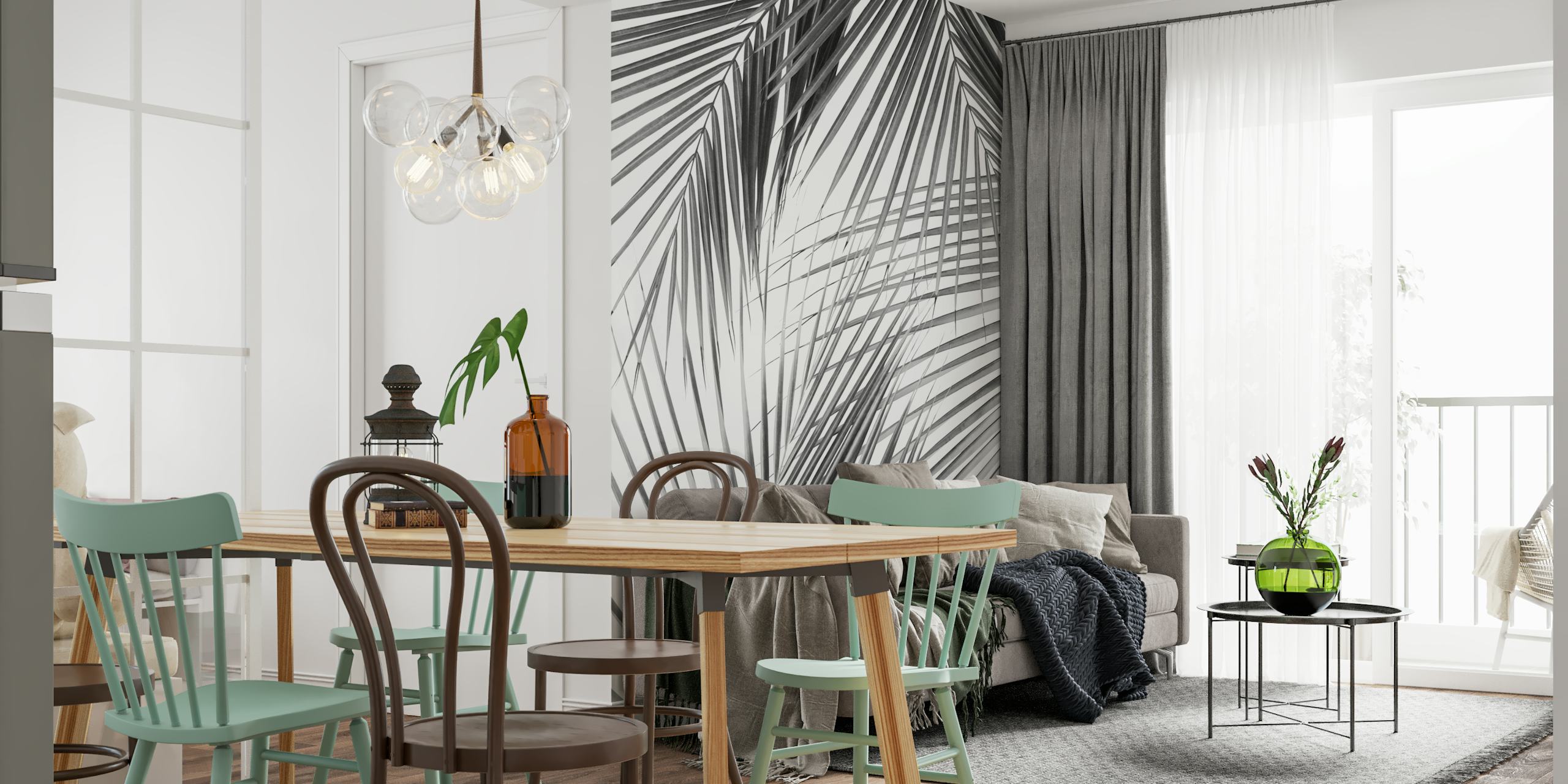 Palm Leaves Jungle Dream 2 in una stanza elegante