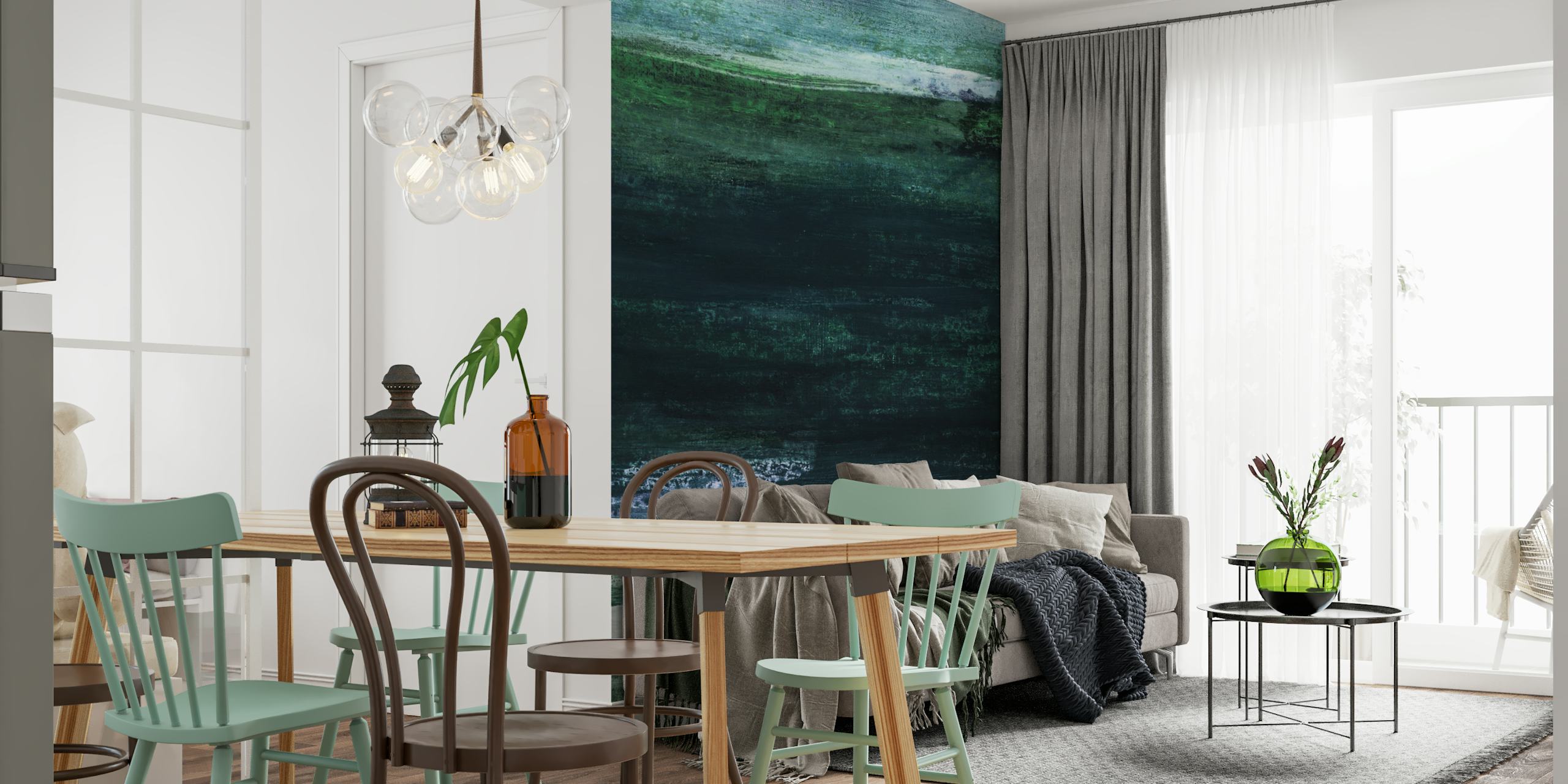 Dark green and black abstract textured wallpaper