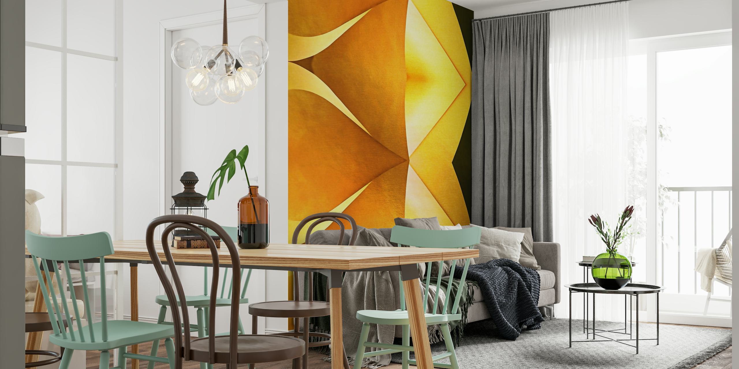 Gold Geometric Patterned Wall Mural
