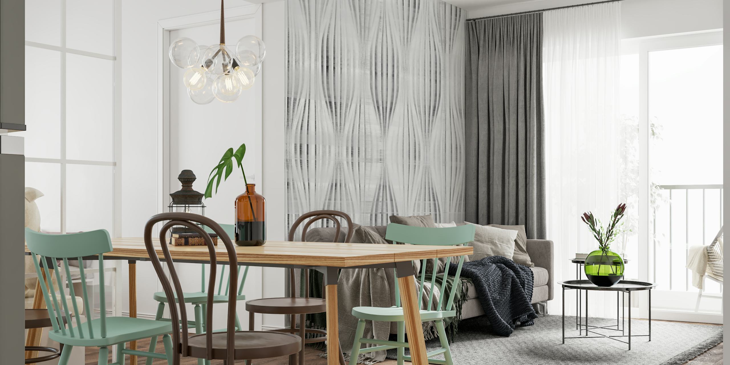 Soft Gray Japan Waves em um quarto