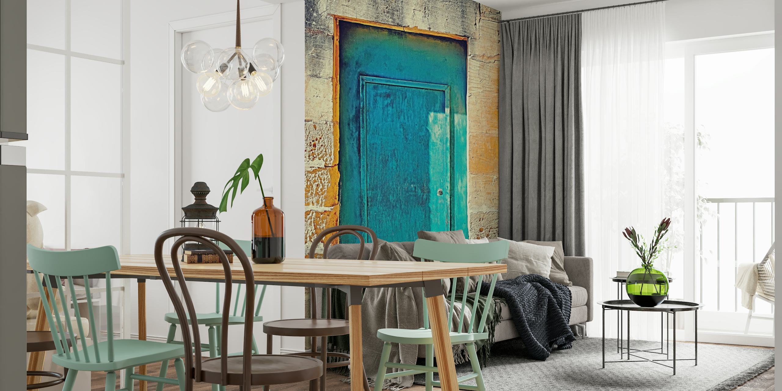 Turquoise Door behang