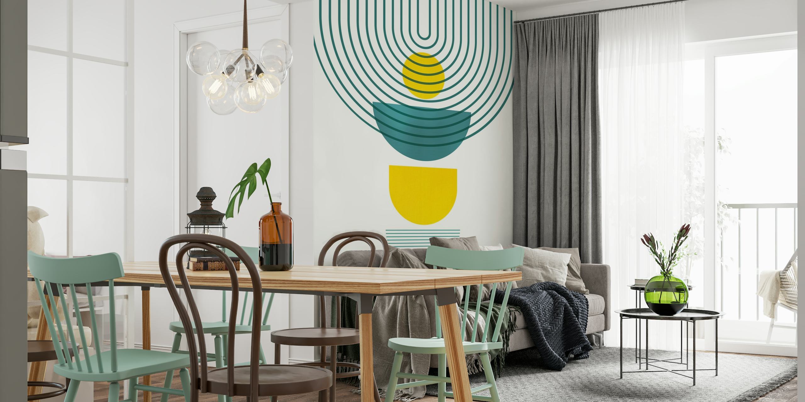 Mid Century Teal Yellow 1 ταπετσαρία