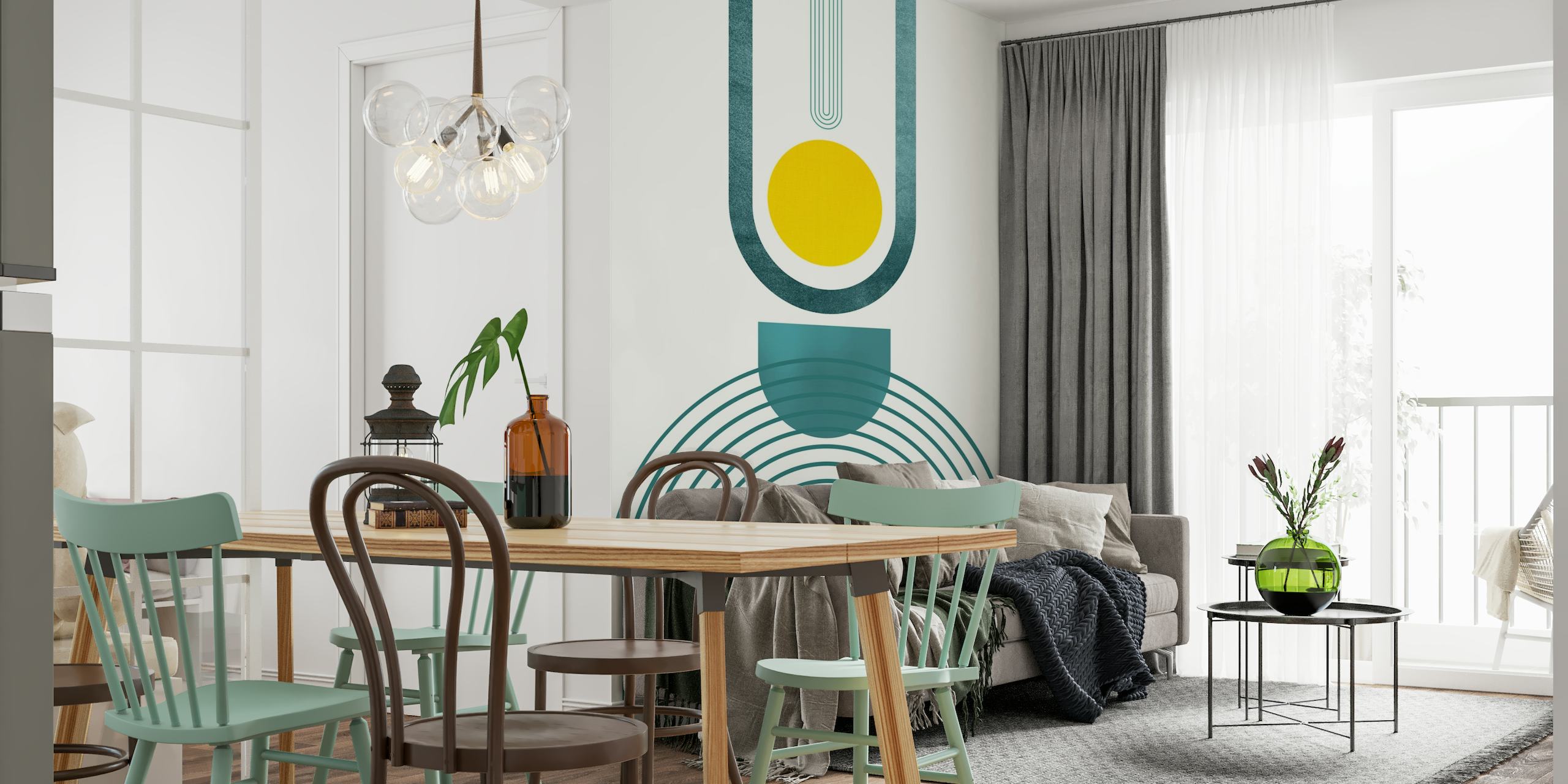 Mid Century Teal Yellow 3 ταπετσαρία