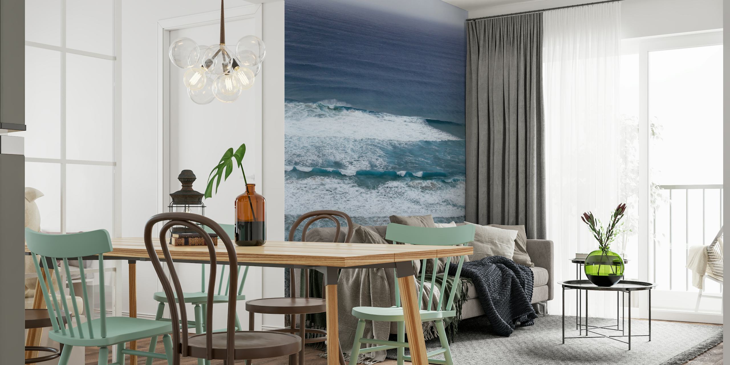 Wall mural of Rough Surf in Western Algarve with turquoise waves