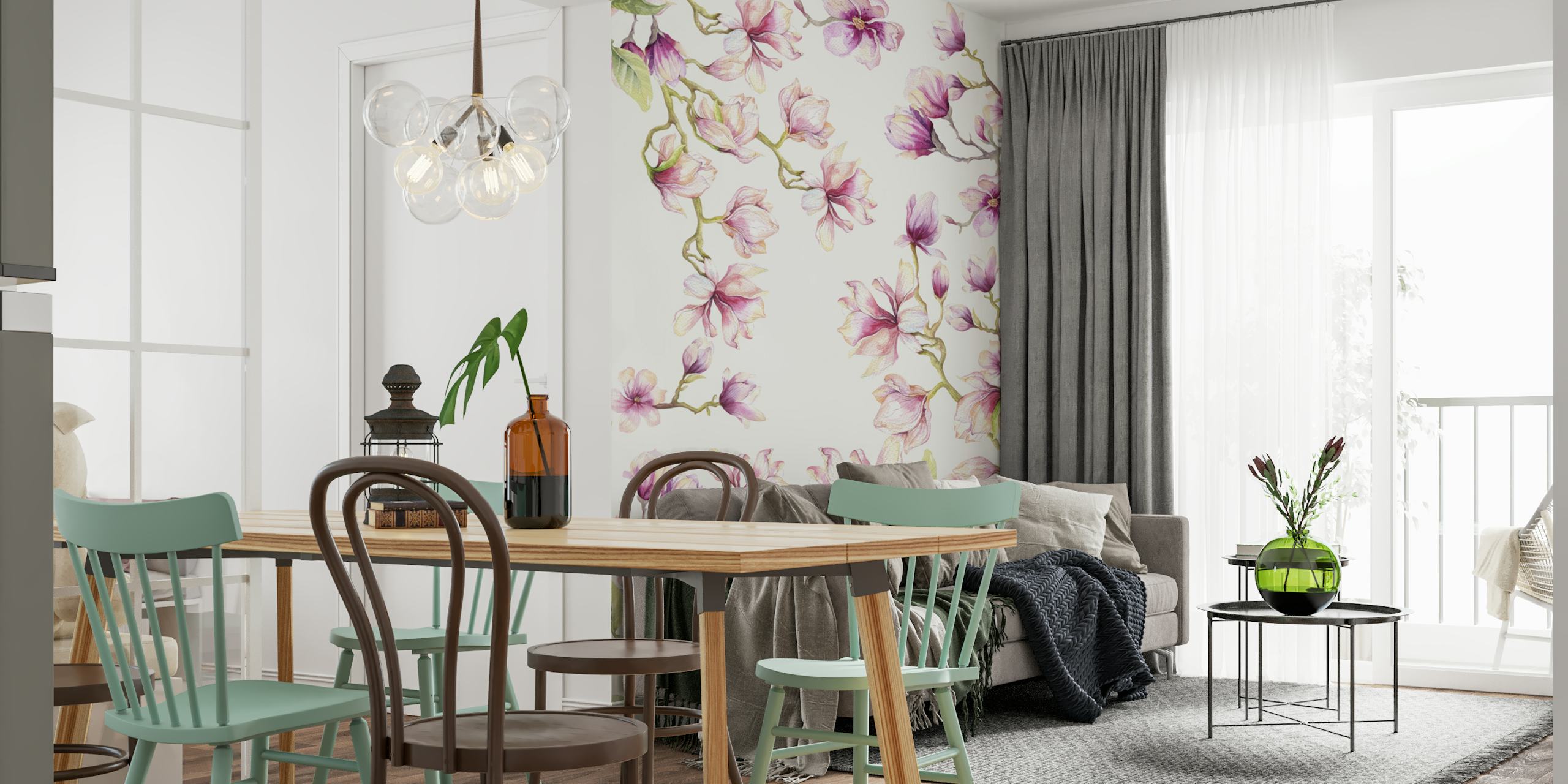 Tapeta Delicate Magnolia v pokoji